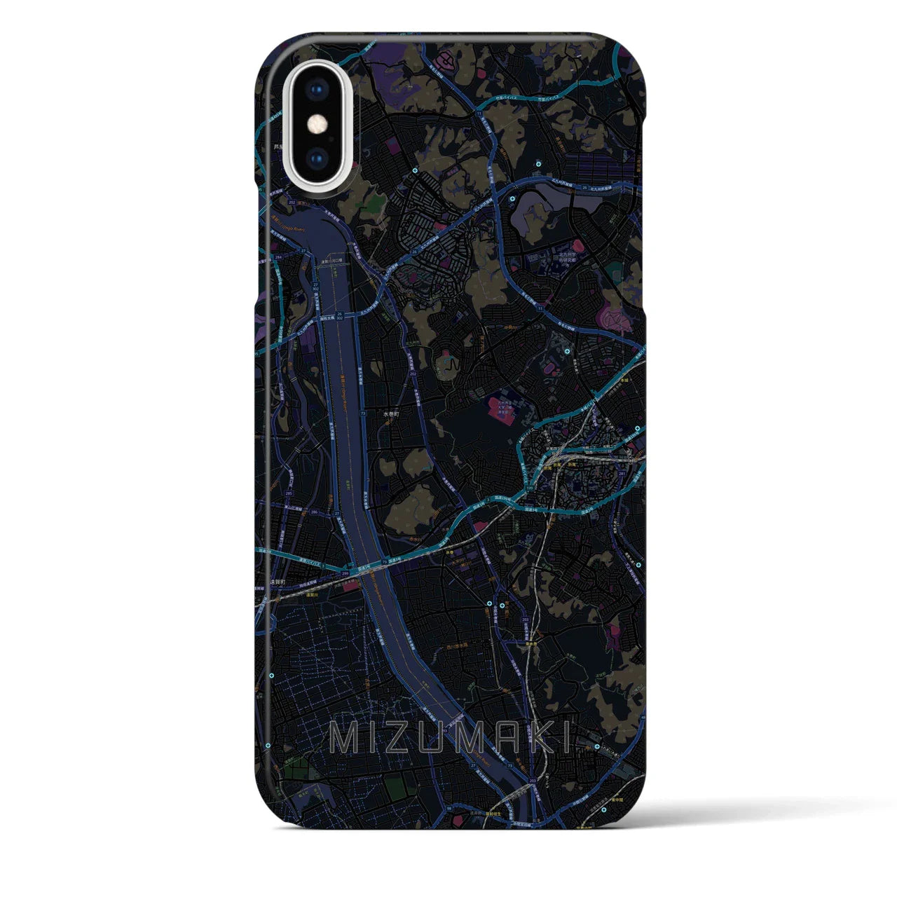 【水巻(福岡県)】地図柄iPhoneケース(バックカバータイプ)