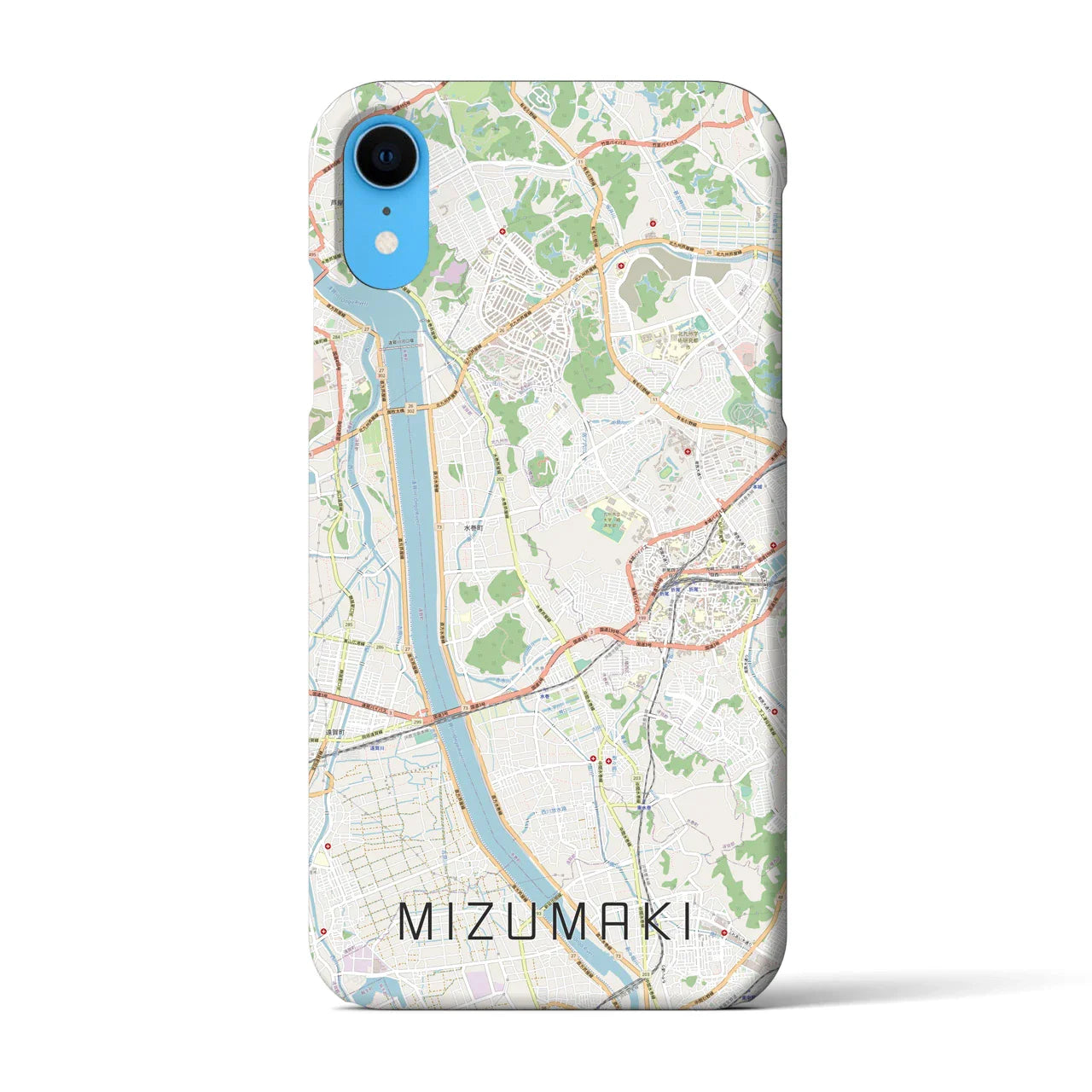 【水巻(福岡県)】地図柄iPhoneケース(バックカバータイプ)