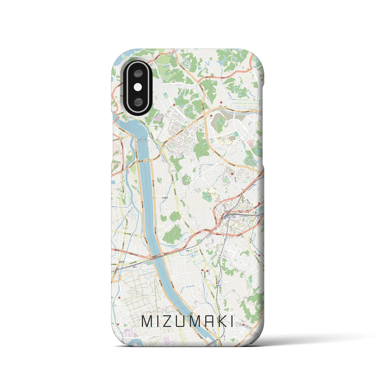 【水巻(福岡県)】地図柄iPhoneケース(バックカバータイプ)