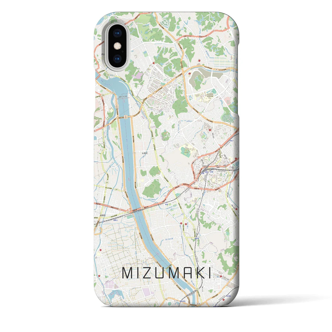 【水巻(福岡県)】地図柄iPhoneケース(バックカバータイプ)