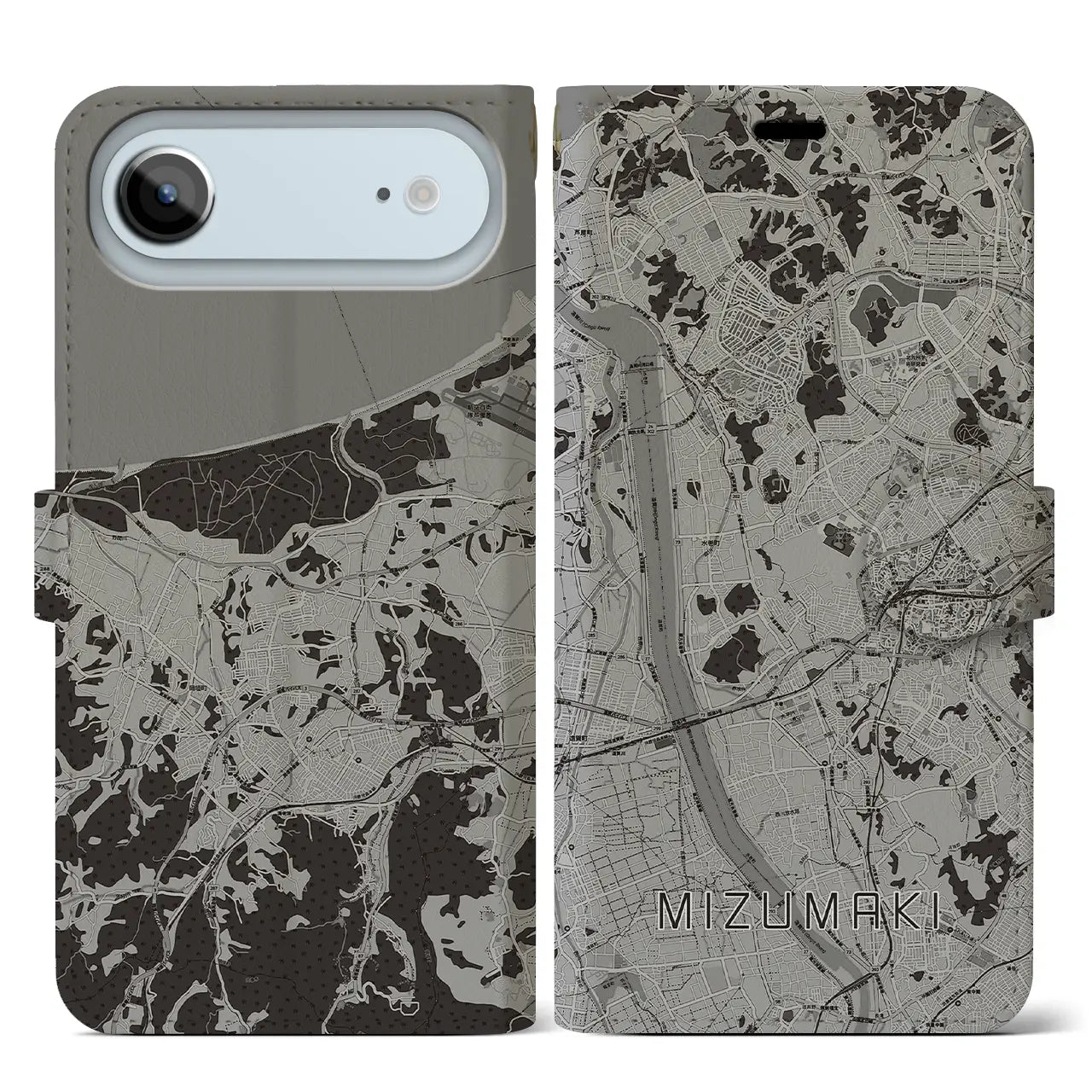 【水巻(福岡県)】地図柄iPhoneケース(手帳タイプ)