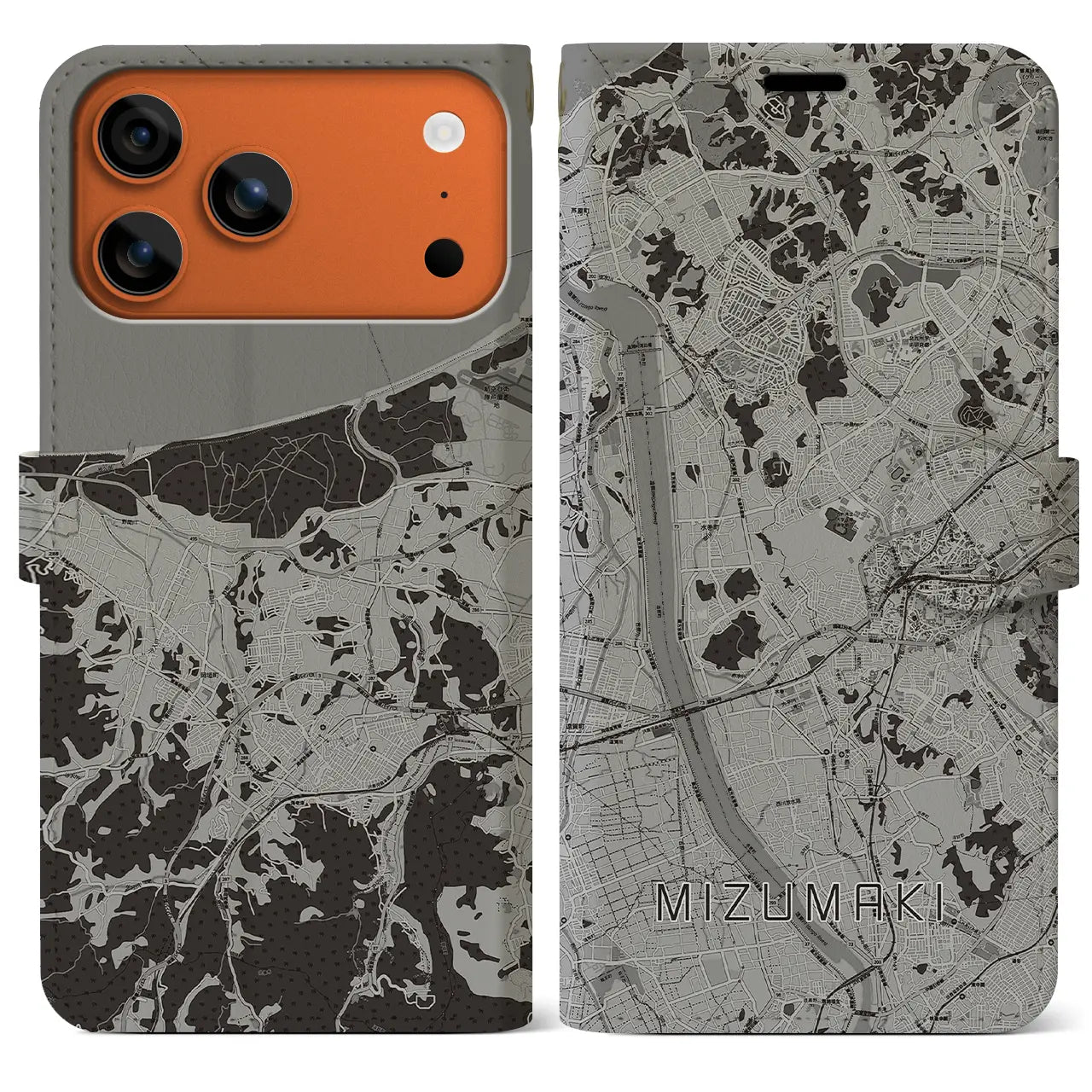 【水巻(福岡県)】地図柄iPhoneケース(手帳タイプ)