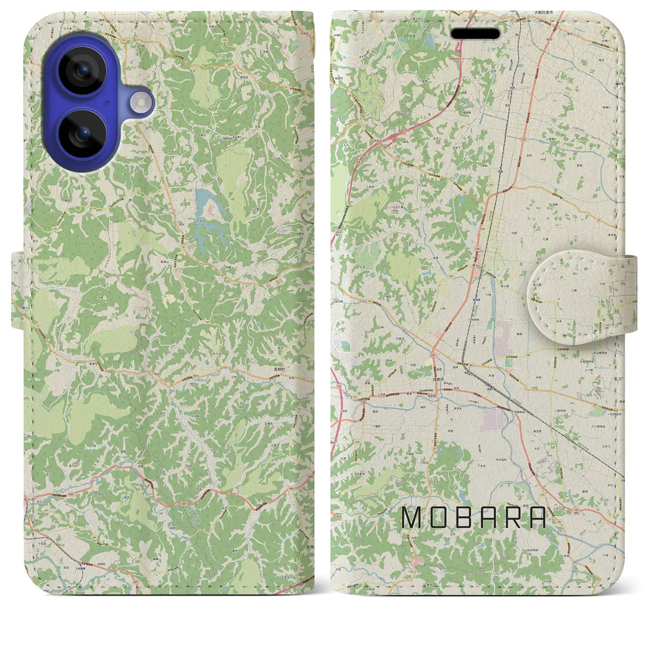 【茂原(千葉県)】地図柄iPhoneケース(手帳タイプ)ナチュラル・iPhone 16 Pro Max 用