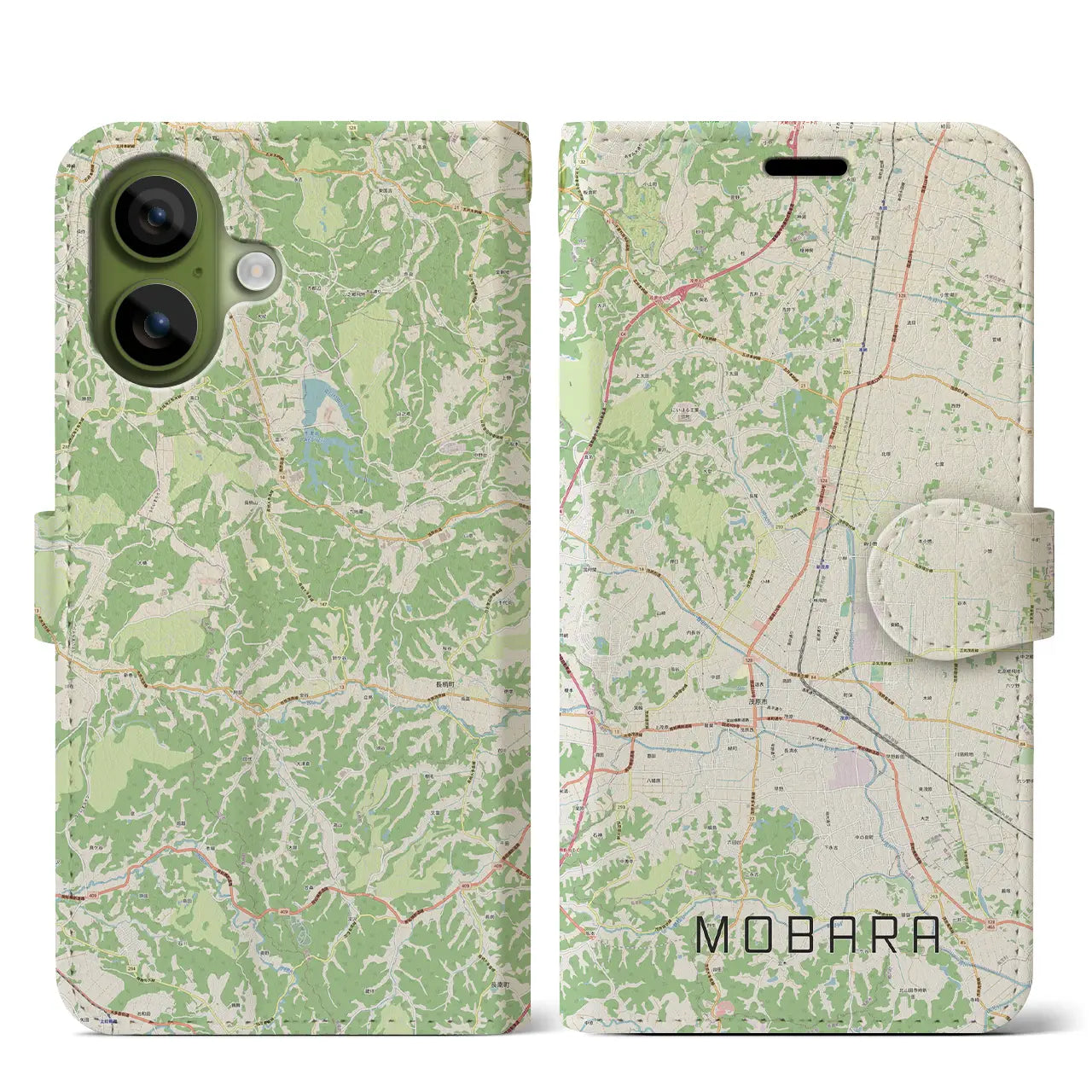 【茂原(千葉県)】地図柄iPhoneケース(手帳タイプ)ナチュラル・iPhone 17 Pro Max 用
