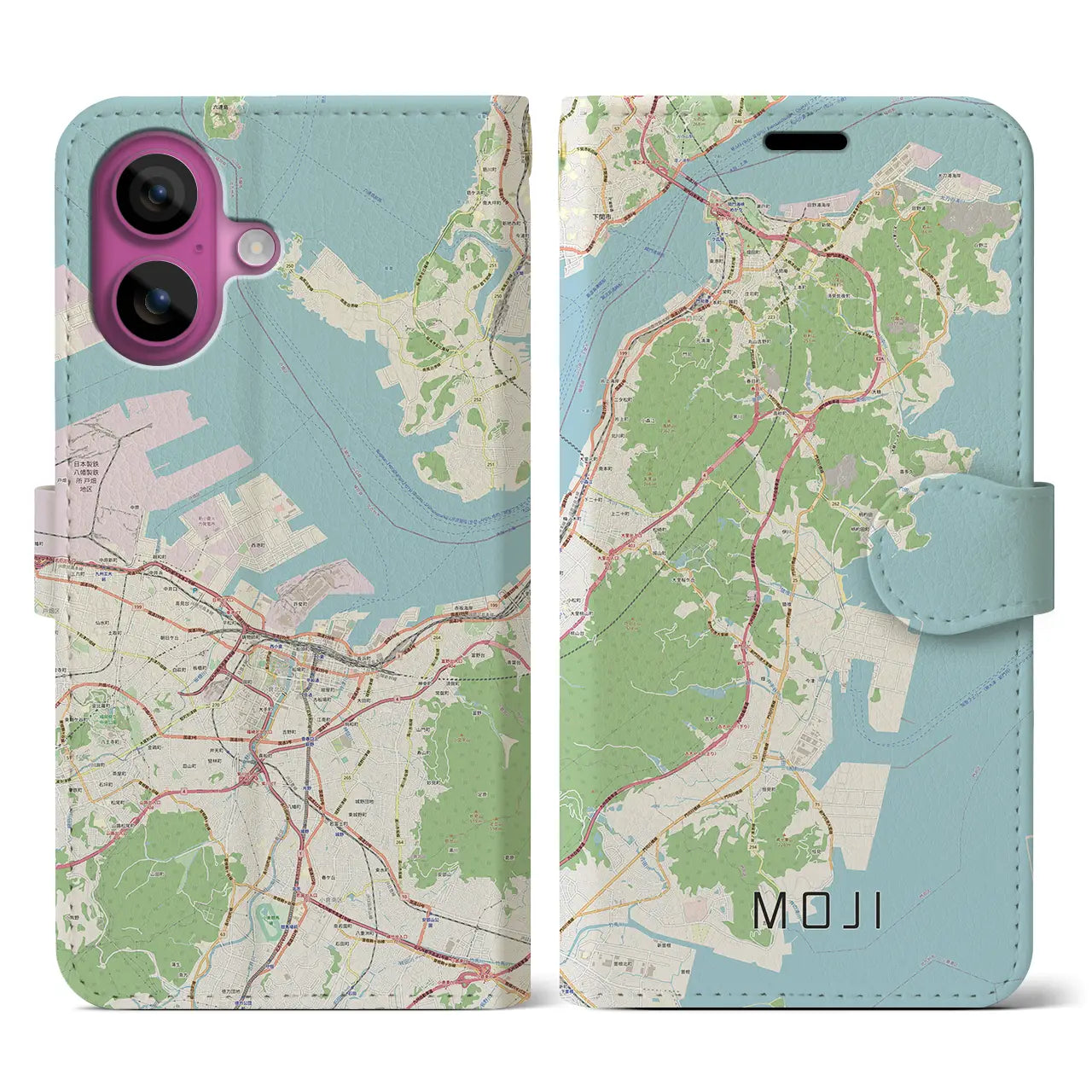 【門司(福岡県)】地図柄iPhoneケース(手帳タイプ)ナチュラル・iPhone 16 Pro 用