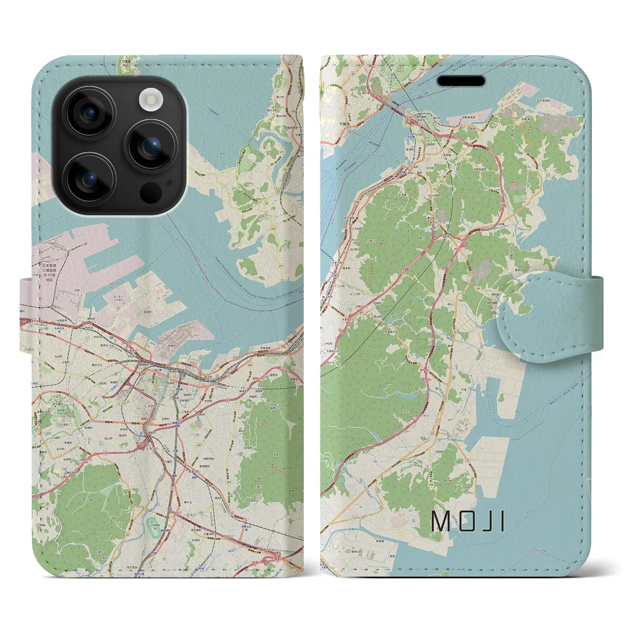 【門司(福岡県)】地図柄iPhoneケース(手帳タイプ)ナチュラル・iPhone 16 用
