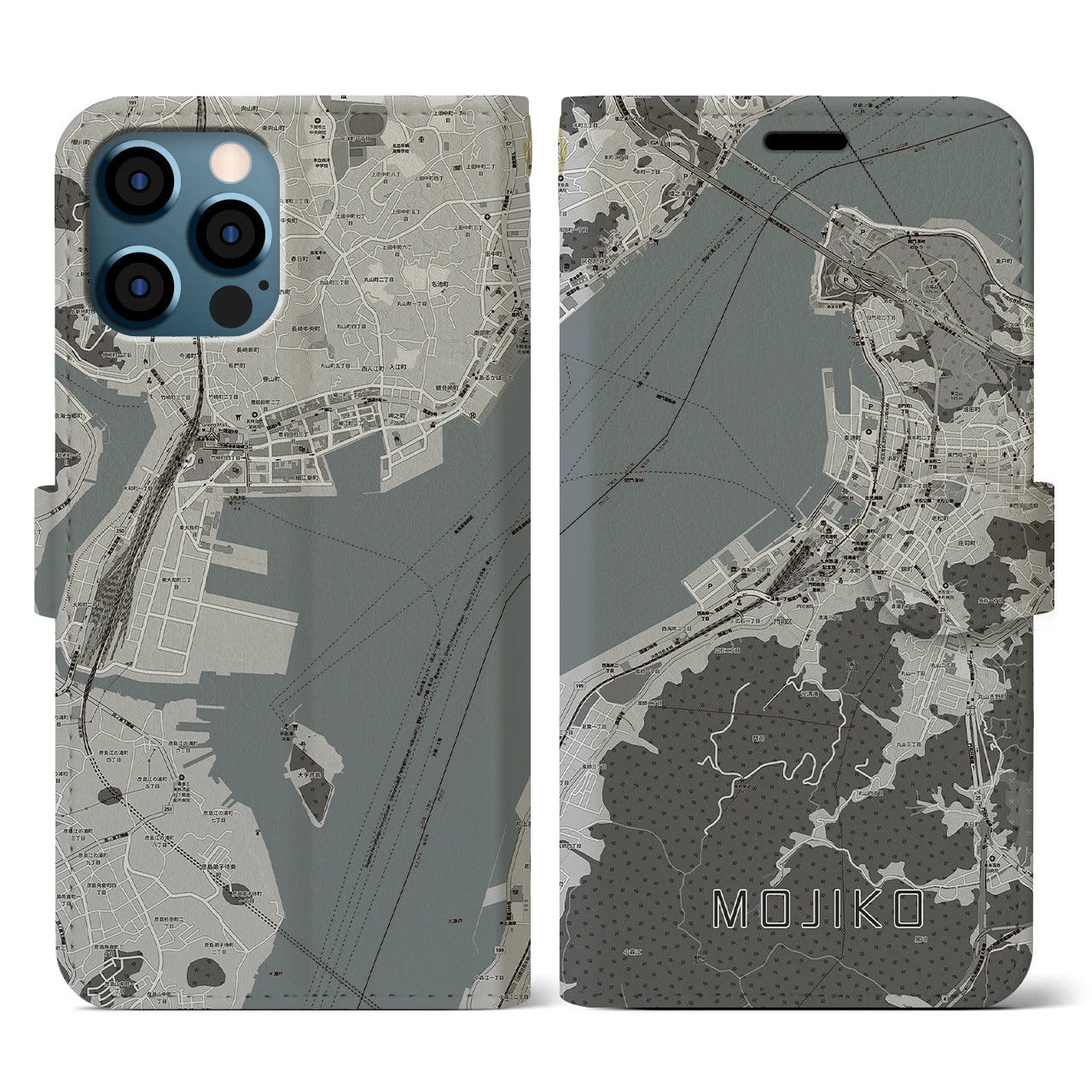 【門司港(福岡県)】地図柄iPhoneケース(手帳タイプ)