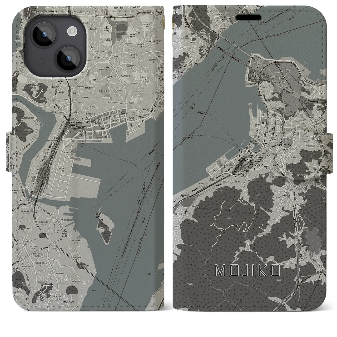 【門司港(福岡県)】地図柄iPhoneケース(手帳タイプ)