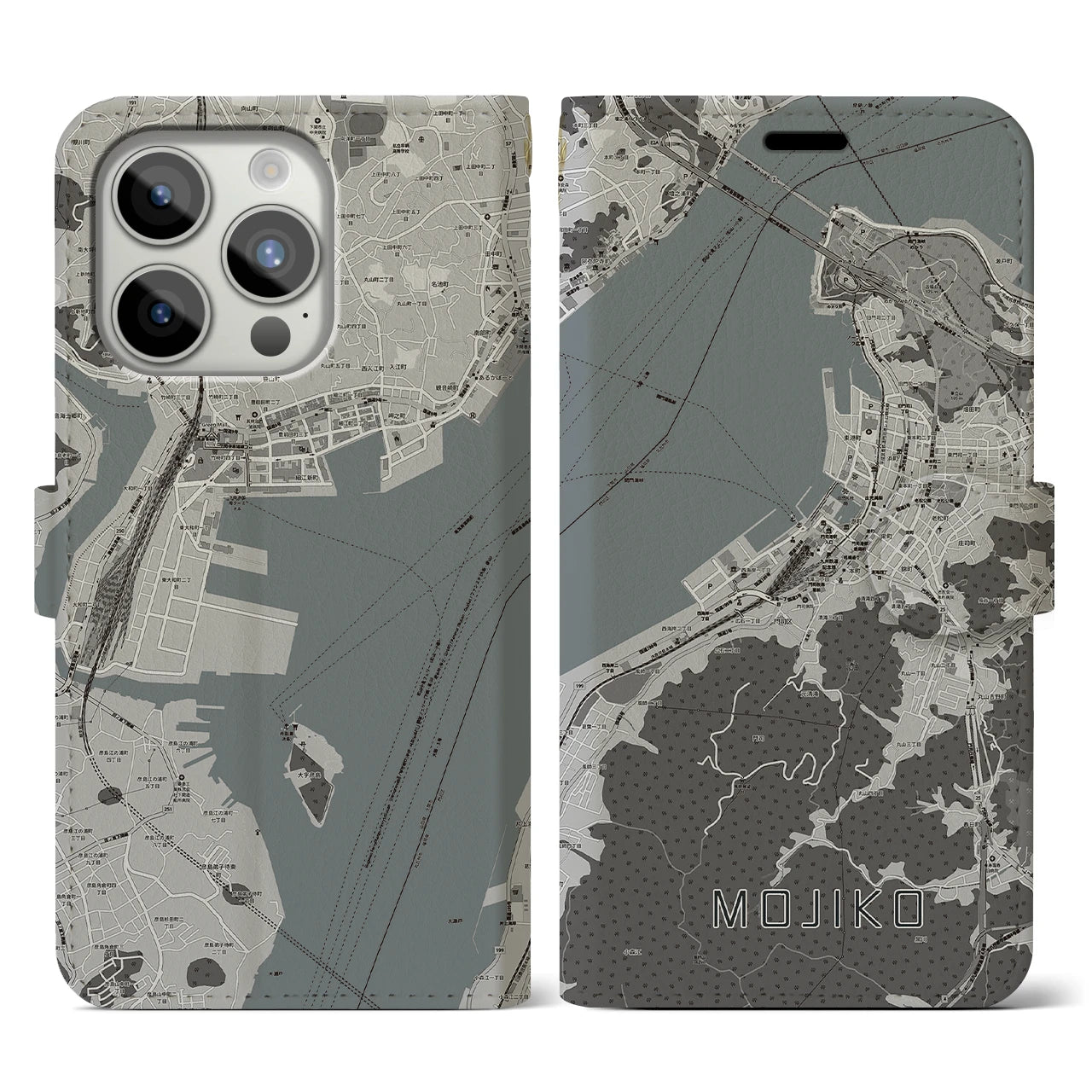 【門司港(福岡県)】地図柄iPhoneケース(手帳タイプ)