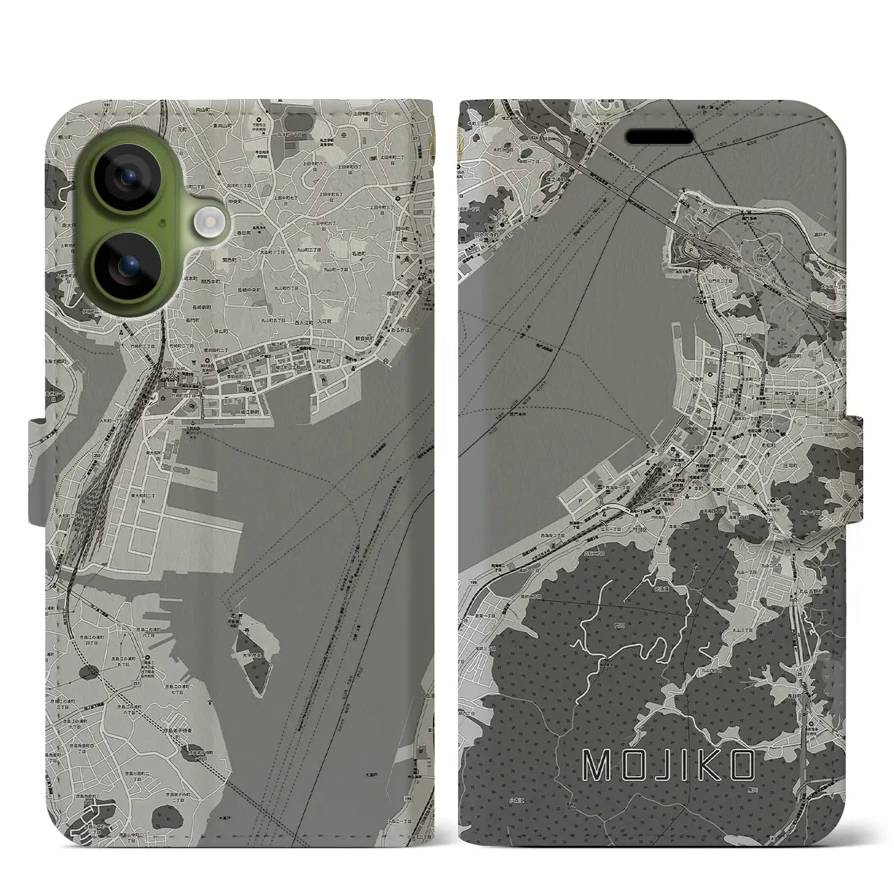 【門司港(福岡県)】地図柄iPhoneケース(手帳タイプ)