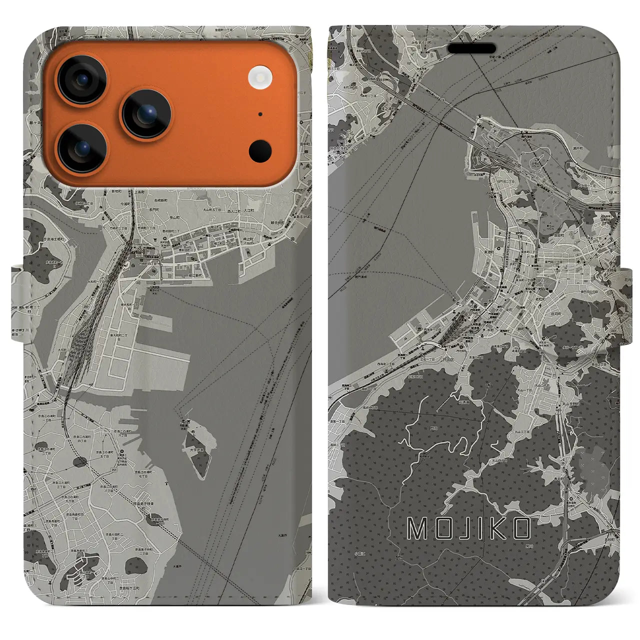 【門司港(福岡県)】地図柄iPhoneケース(手帳タイプ)