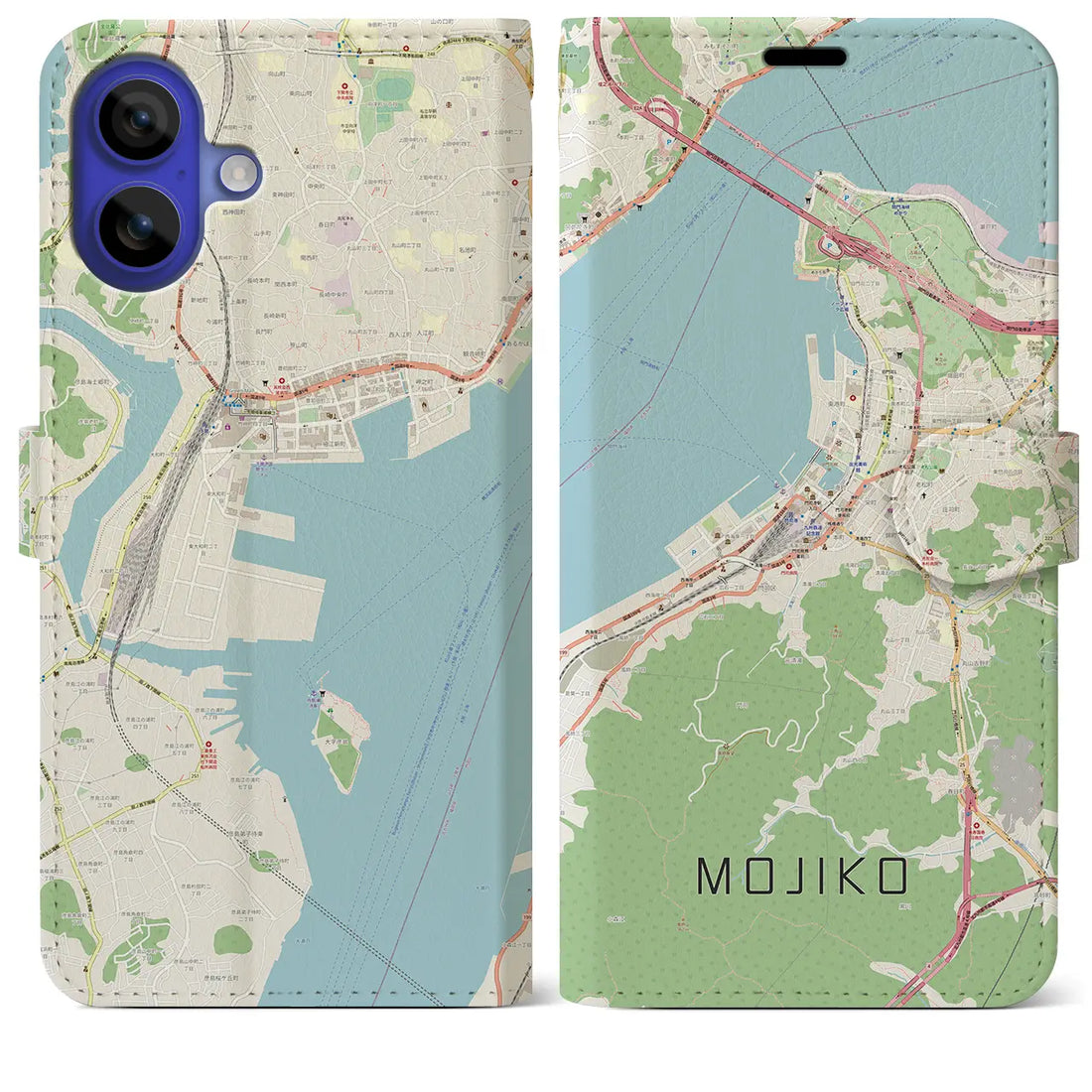 【門司港(福岡県)】地図柄iPhoneケース(手帳タイプ)ナチュラル・iPhone 16 Pro Max 用