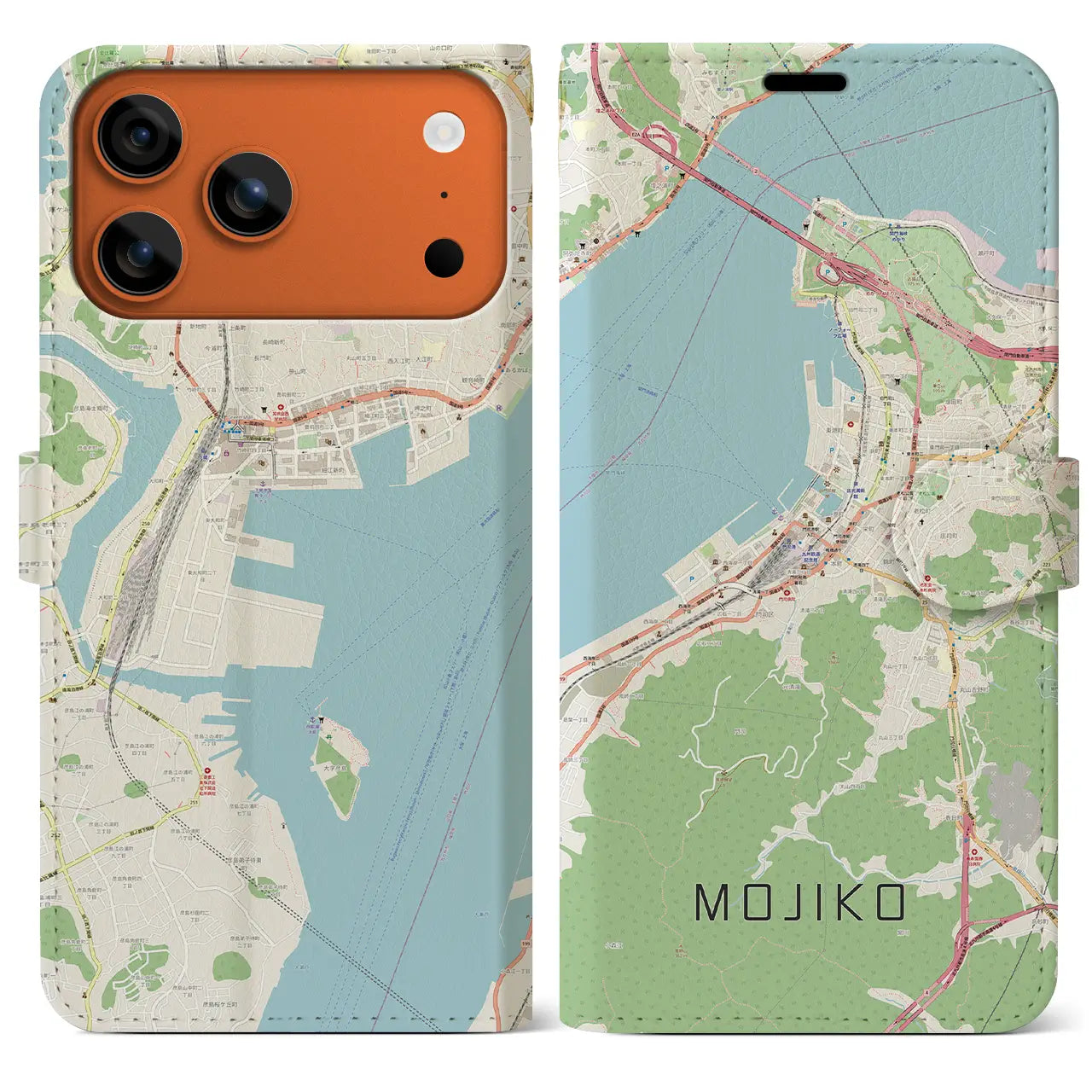 【門司港(福岡県)】地図柄iPhoneケース(手帳タイプ)モノトーン・iPhone 17 Pro Max 用