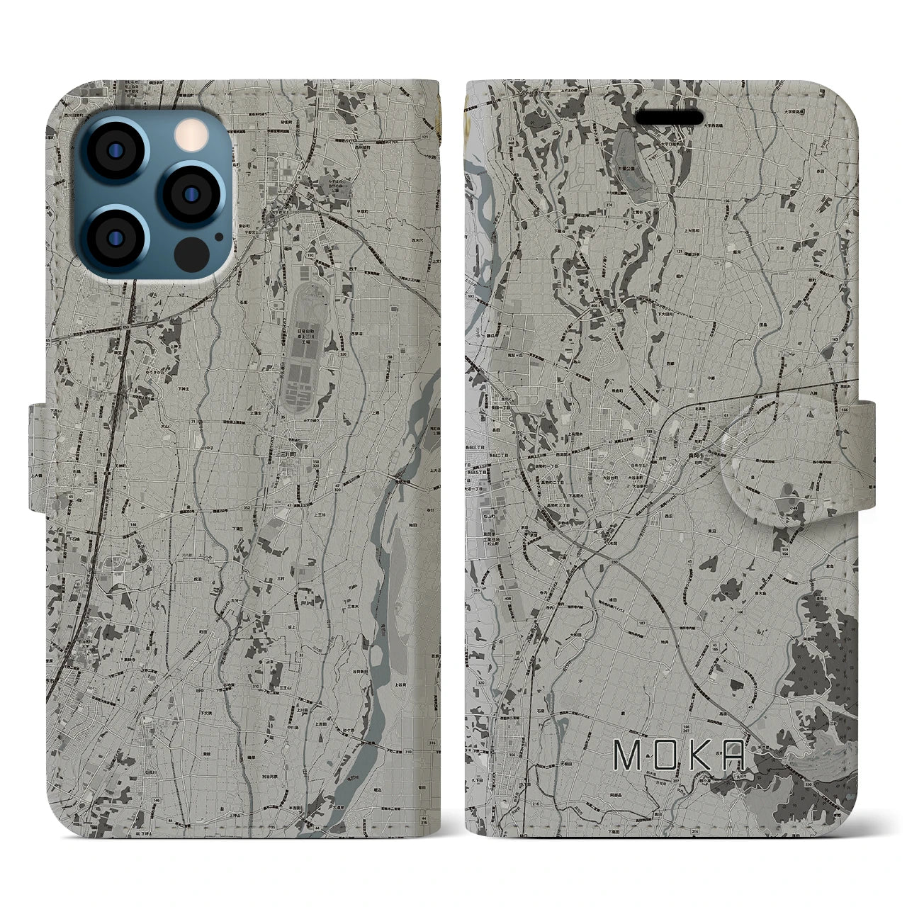 【真岡(栃木県)】地図柄iPhoneケース(手帳タイプ)