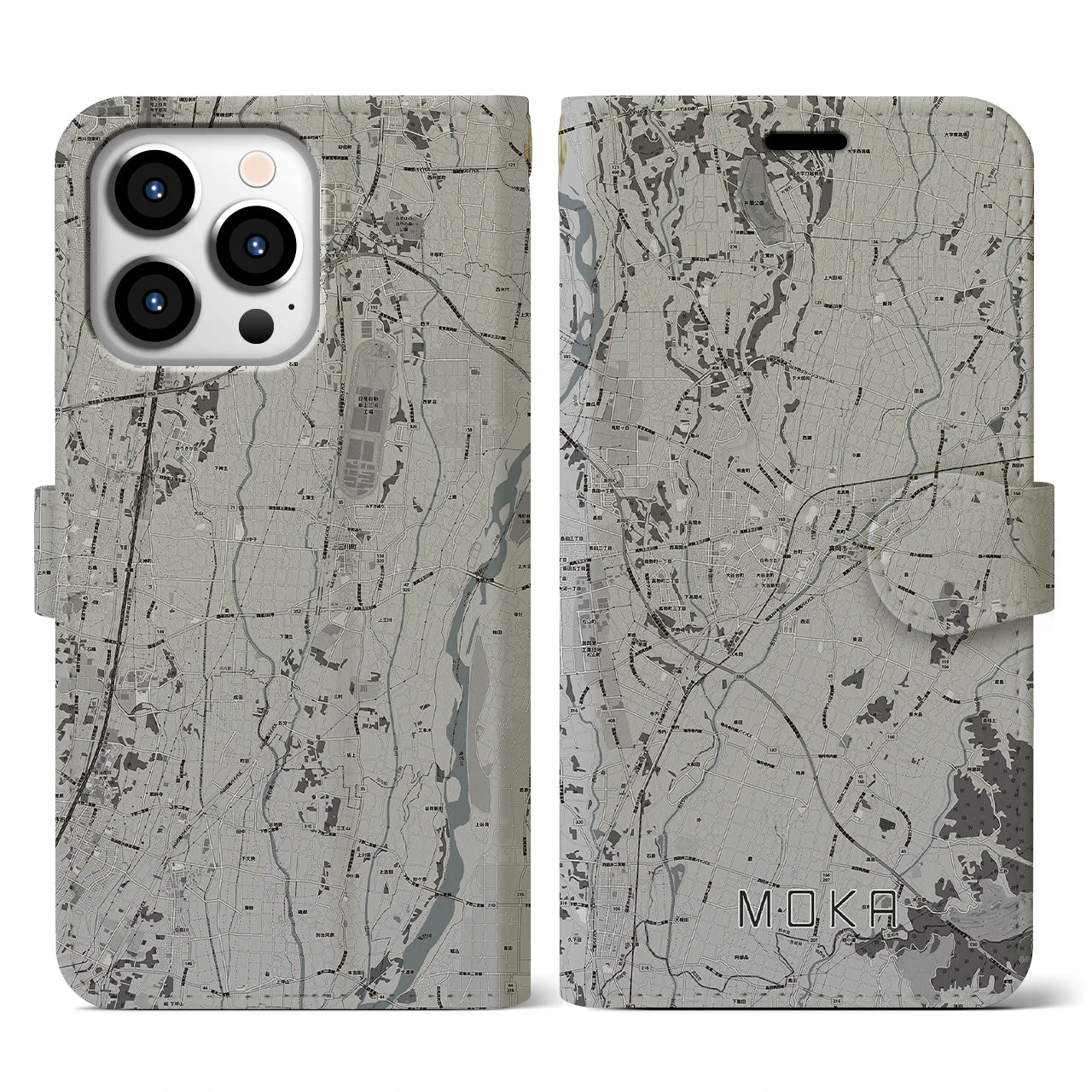 【真岡(栃木県)】地図柄iPhoneケース(手帳タイプ)