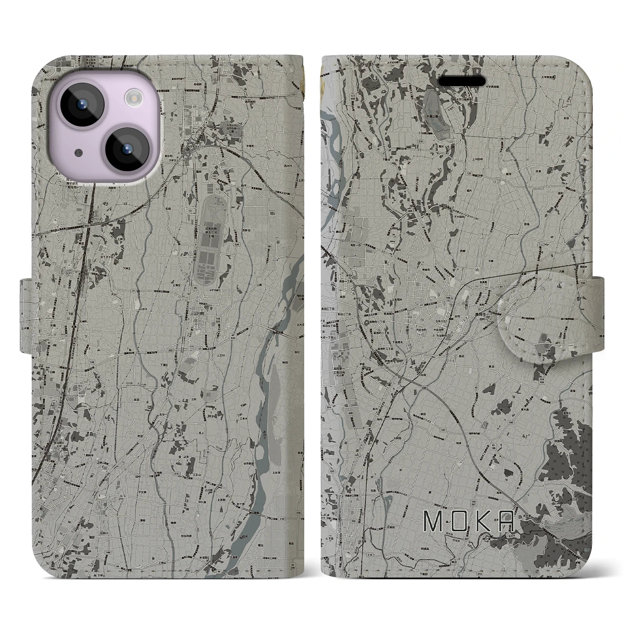 【真岡(栃木県)】地図柄iPhoneケース(手帳タイプ)