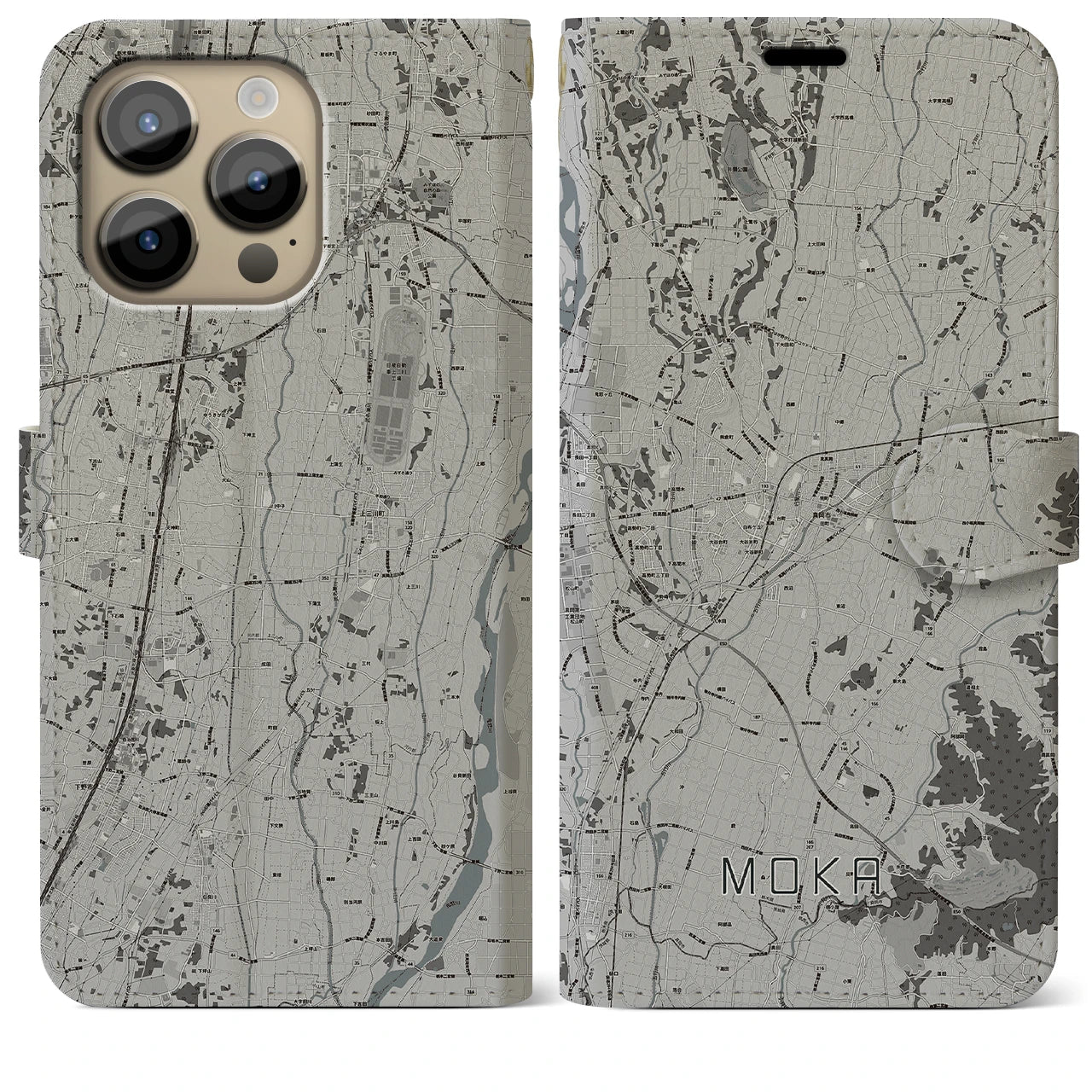 【真岡(栃木県)】地図柄iPhoneケース(手帳タイプ)