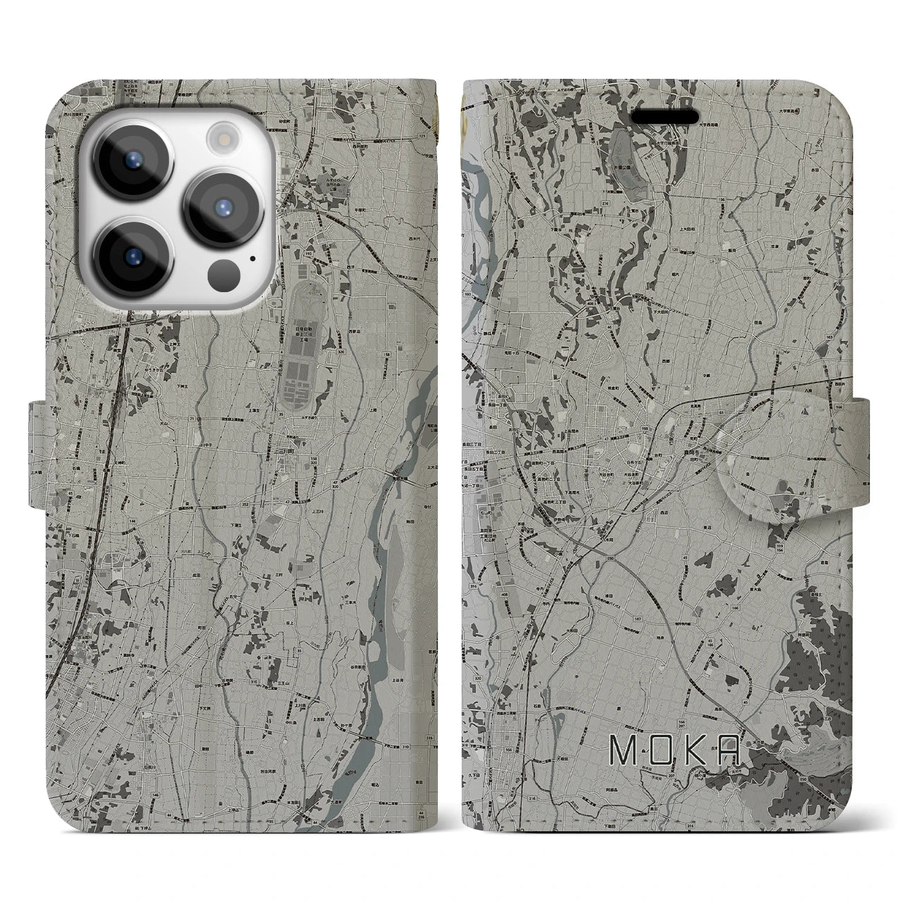 【真岡(栃木県)】地図柄iPhoneケース(手帳タイプ)