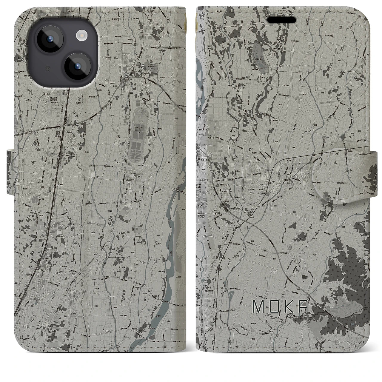 【真岡(栃木県)】地図柄iPhoneケース(手帳タイプ)