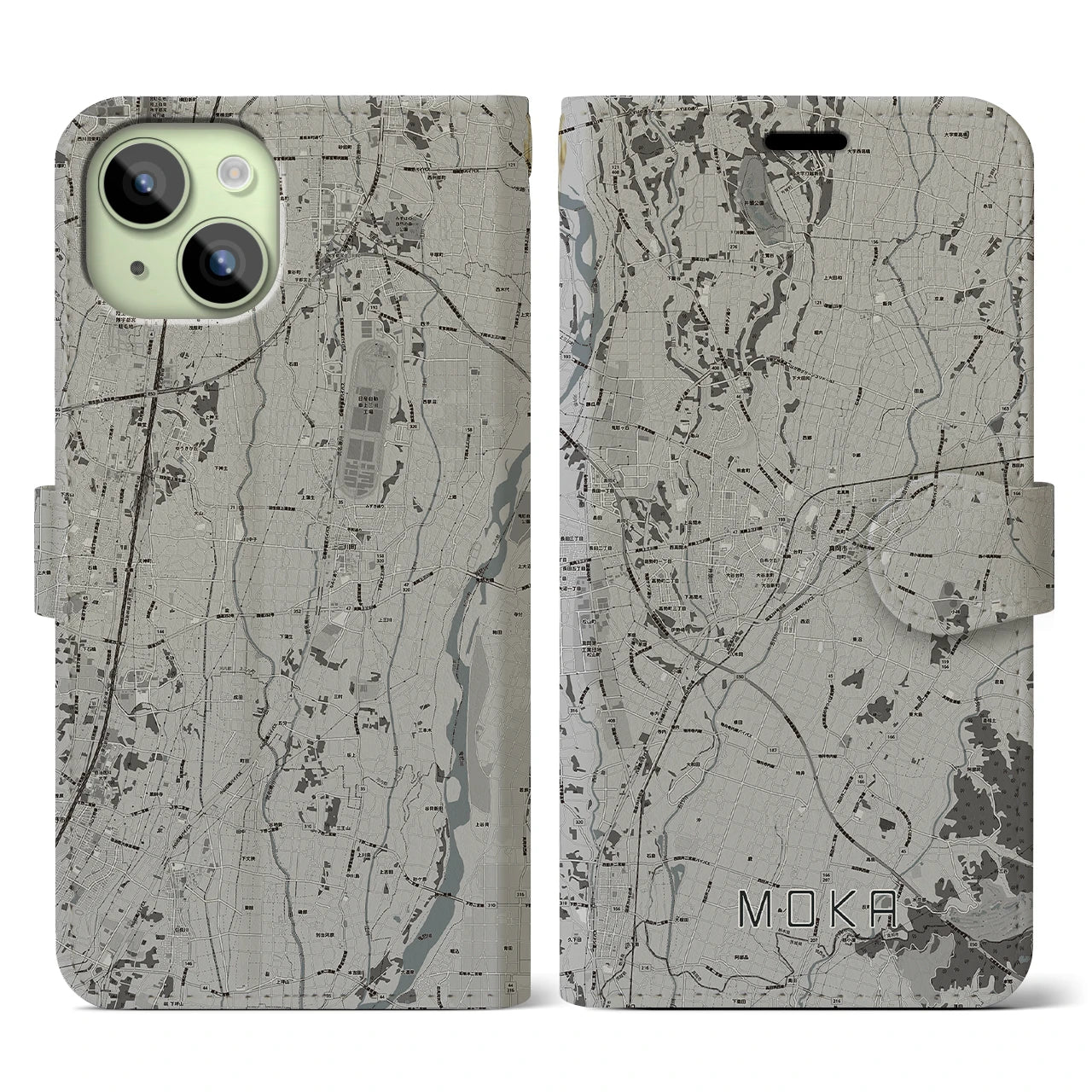 【真岡(栃木県)】地図柄iPhoneケース(手帳タイプ)