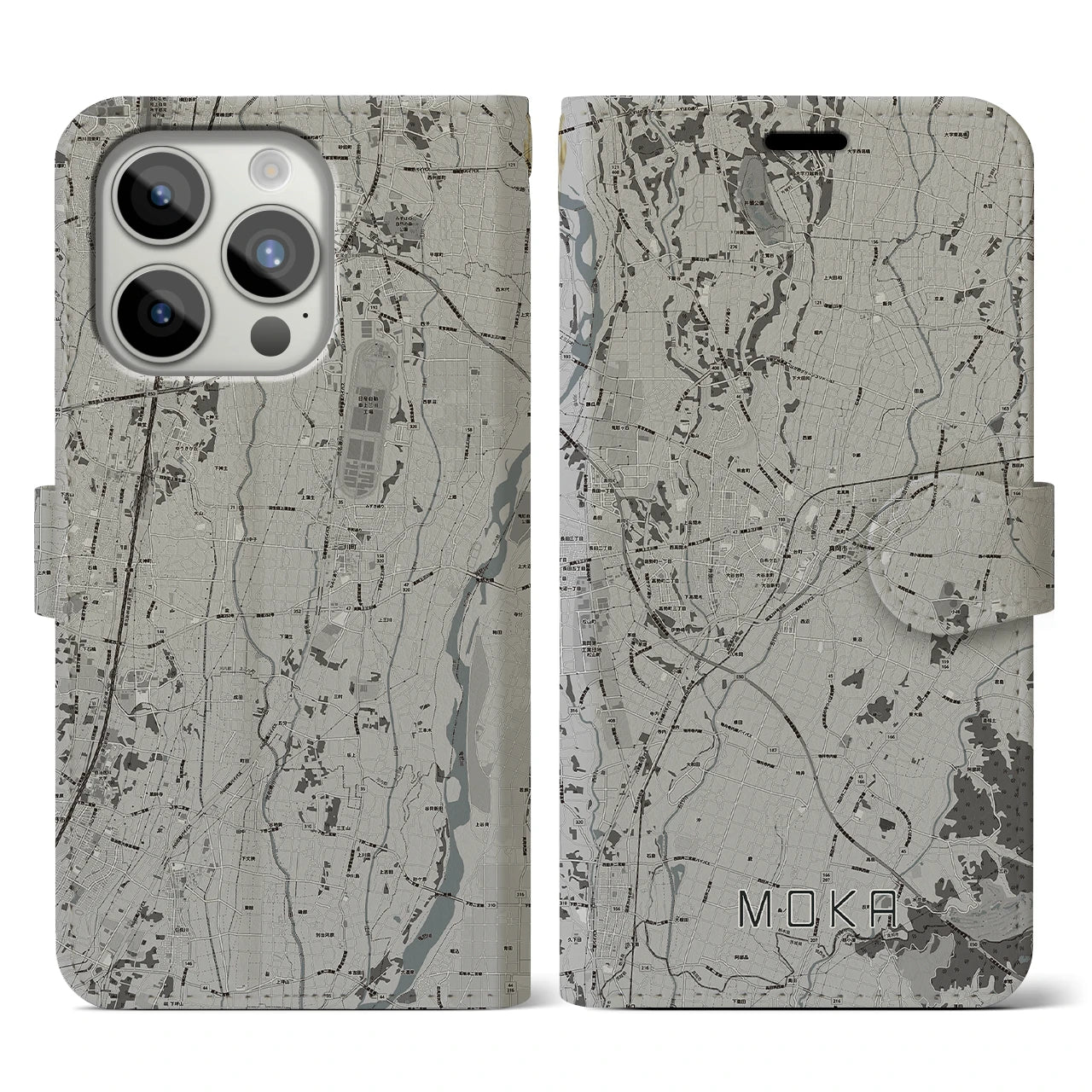 【真岡(栃木県)】地図柄iPhoneケース(手帳タイプ)