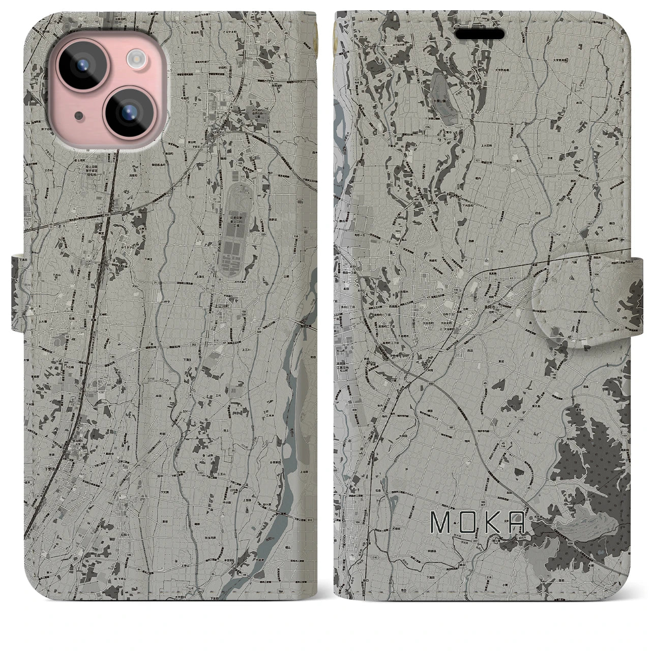 【真岡(栃木県)】地図柄iPhoneケース(手帳タイプ)