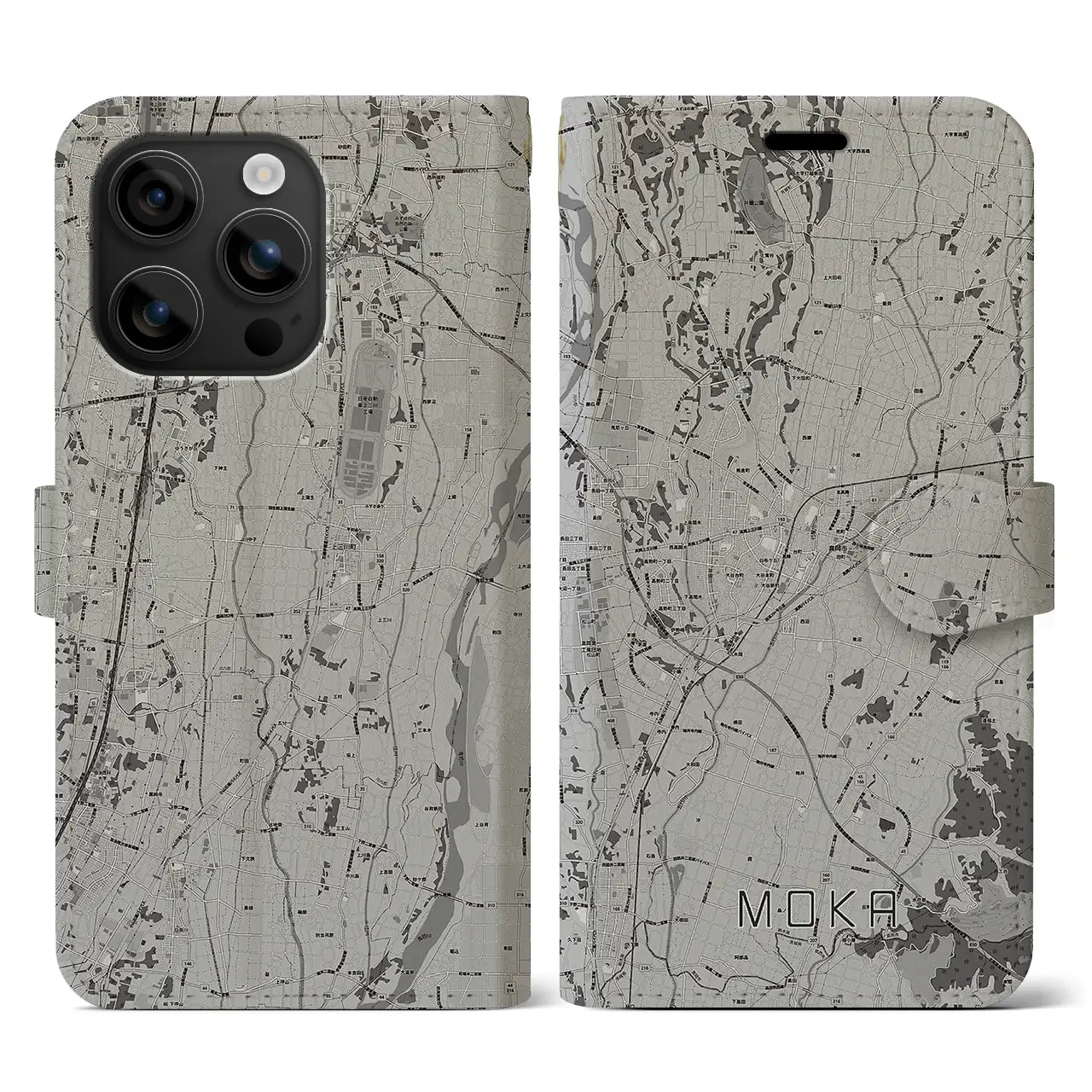 【真岡(栃木県)】地図柄iPhoneケース(手帳タイプ)