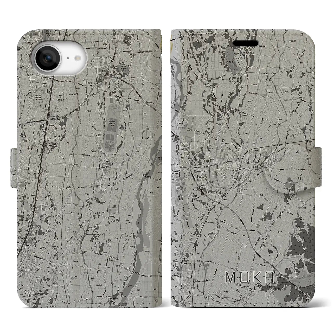 【真岡(栃木県)】地図柄iPhoneケース(手帳タイプ)