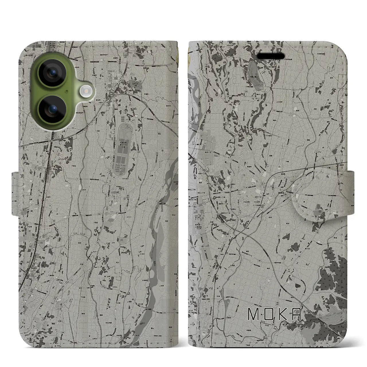 【真岡(栃木県)】地図柄iPhoneケース(手帳タイプ)