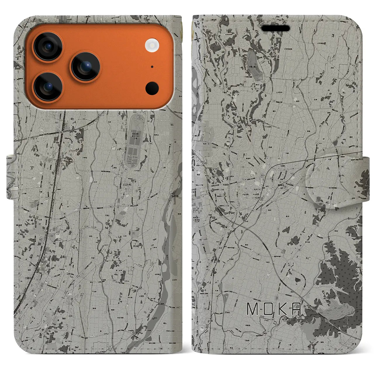 【真岡(栃木県)】地図柄iPhoneケース(手帳タイプ)