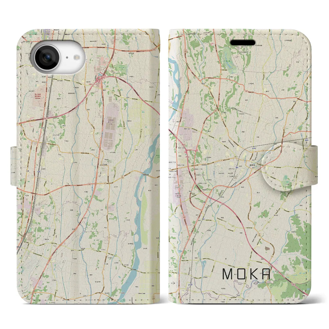 【真岡(栃木県)】地図柄iPhoneケース(手帳タイプ)