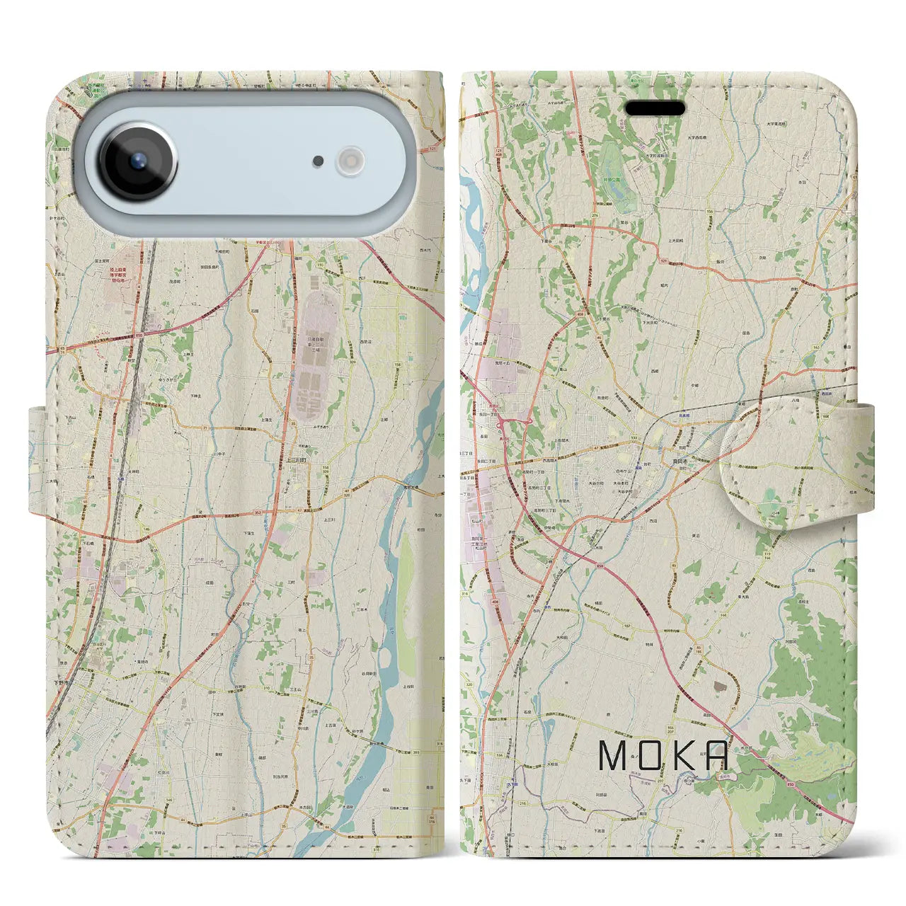 【真岡(栃木県)】地図柄iPhoneケース(手帳タイプ)