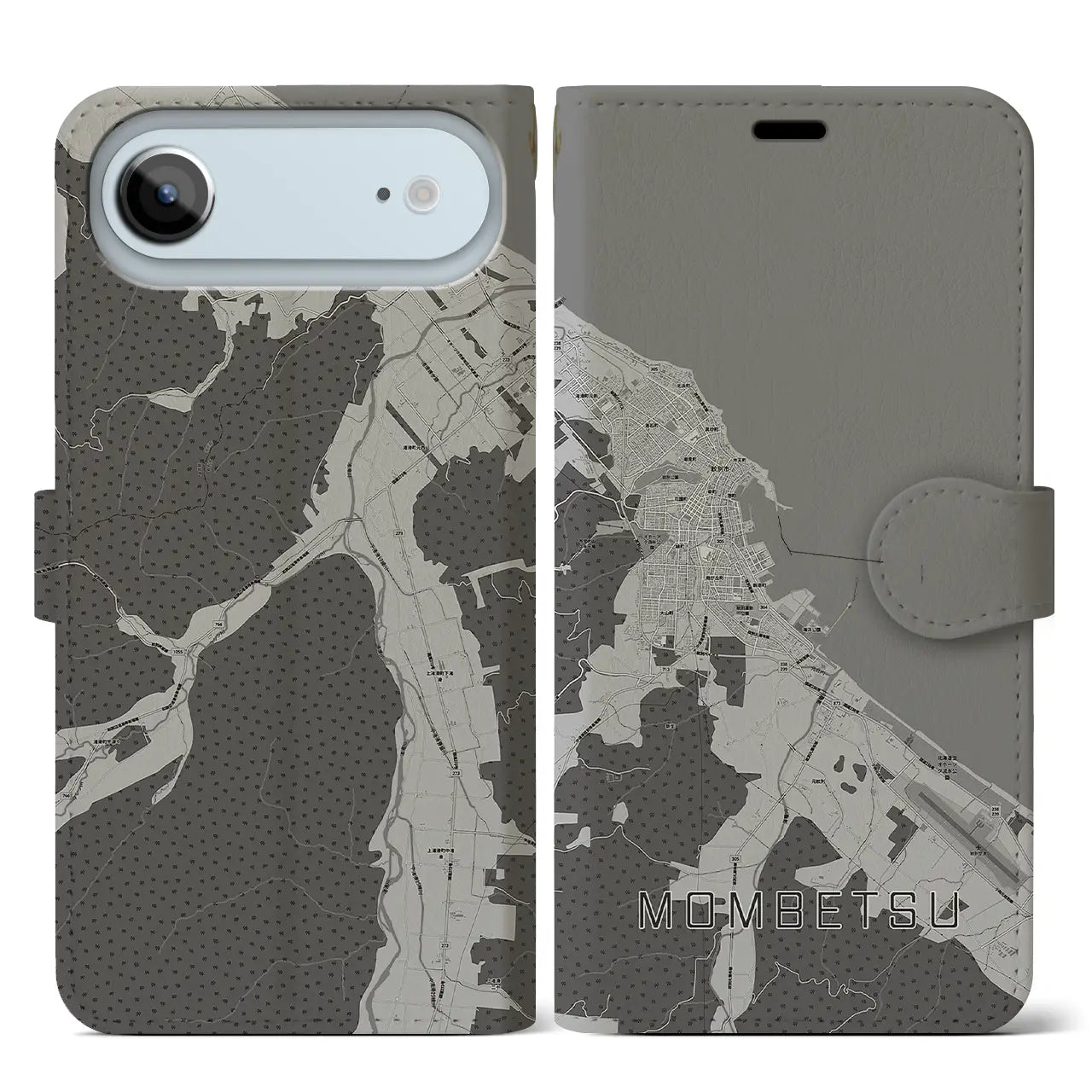 【紋別(北海道)】地図柄iPhoneケース(手帳タイプ)
