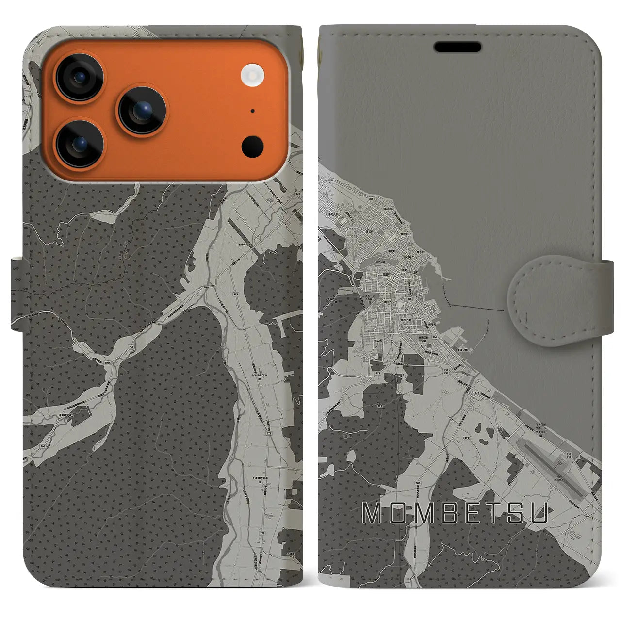 【紋別(北海道)】地図柄iPhoneケース(手帳タイプ)
