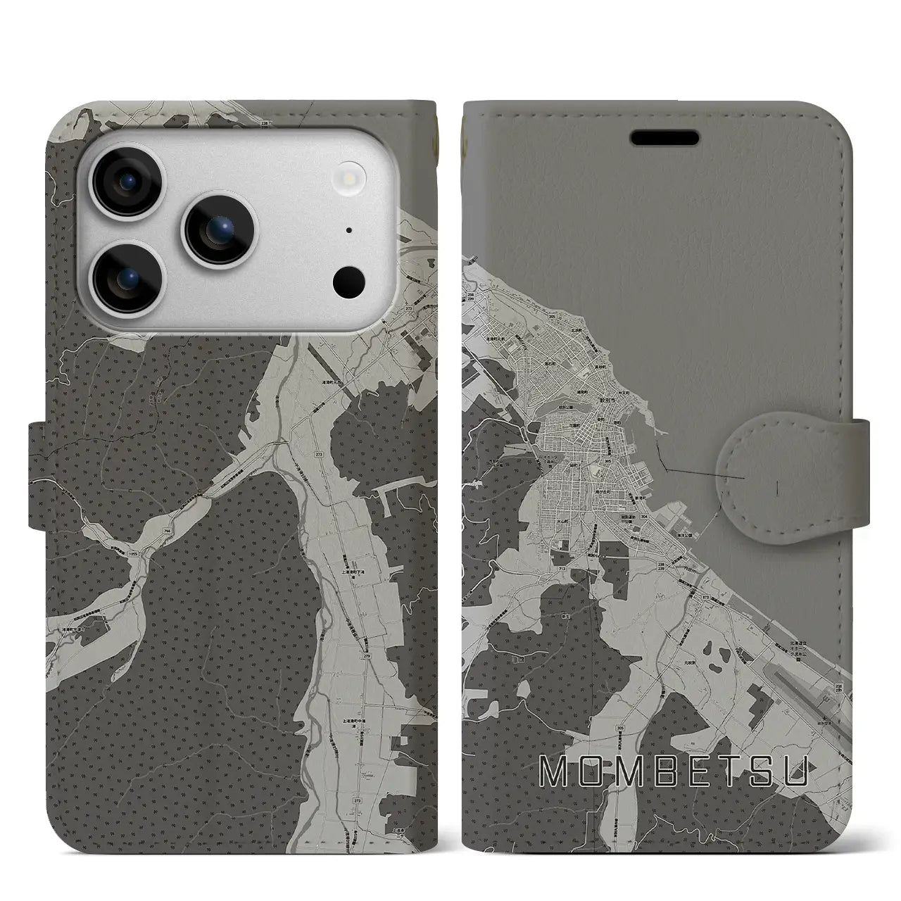 【紋別(北海道)】地図柄iPhoneケース(手帳タイプ)