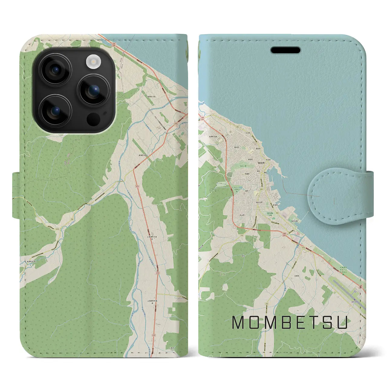 【紋別(北海道)】地図柄iPhoneケース(手帳タイプ)ナチュラル・iPhone 16 用