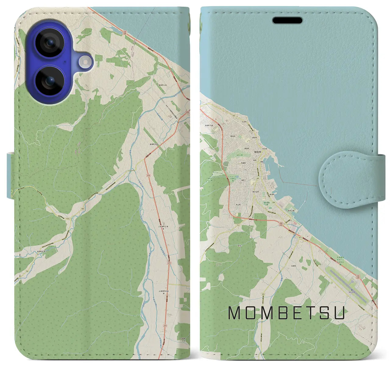 【紋別(北海道)】地図柄iPhoneケース(手帳タイプ)ナチュラル・iPhone 16 Pro Max 用