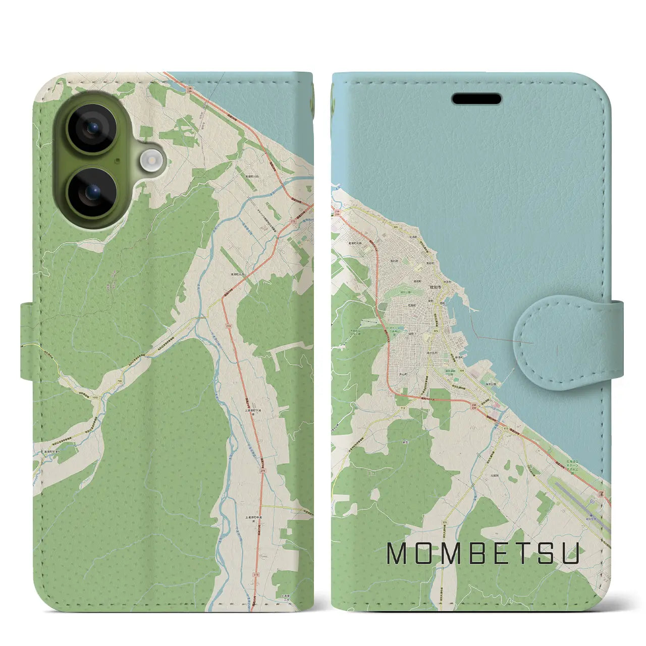 【紋別(北海道)】地図柄iPhoneケース(手帳タイプ)ナチュラル・iPhone 17 Pro Max 用