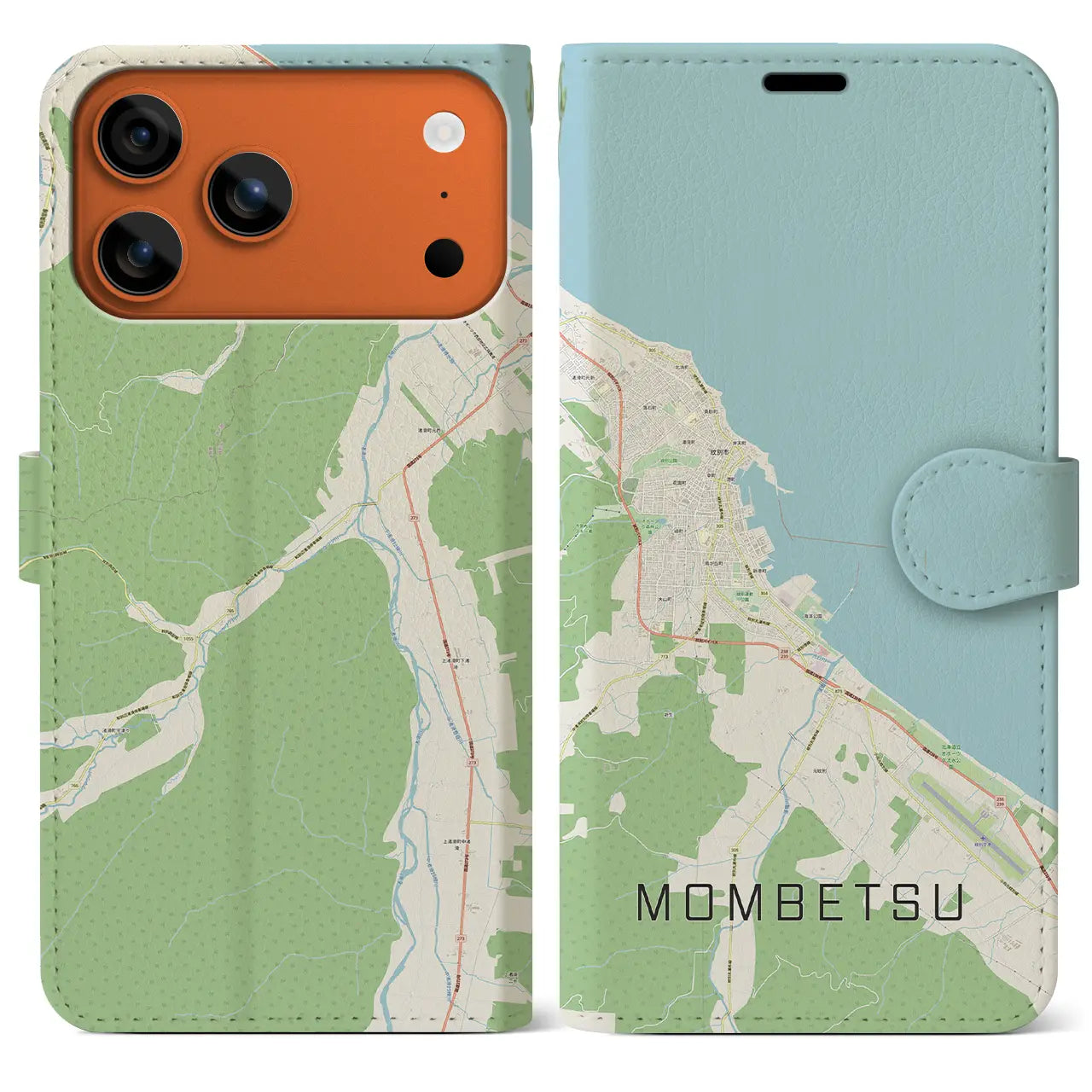 【紋別(北海道)】地図柄iPhoneケース(手帳タイプ)