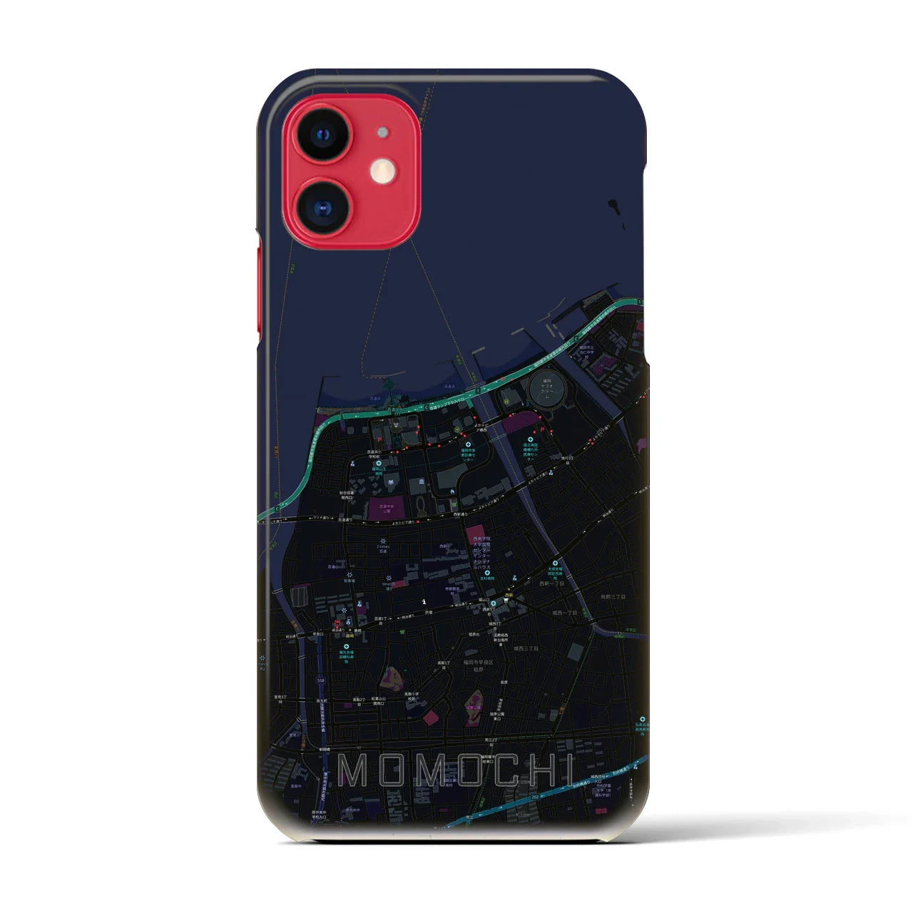 【百道(福岡県)】地図柄iPhoneケース(バックカバータイプ)