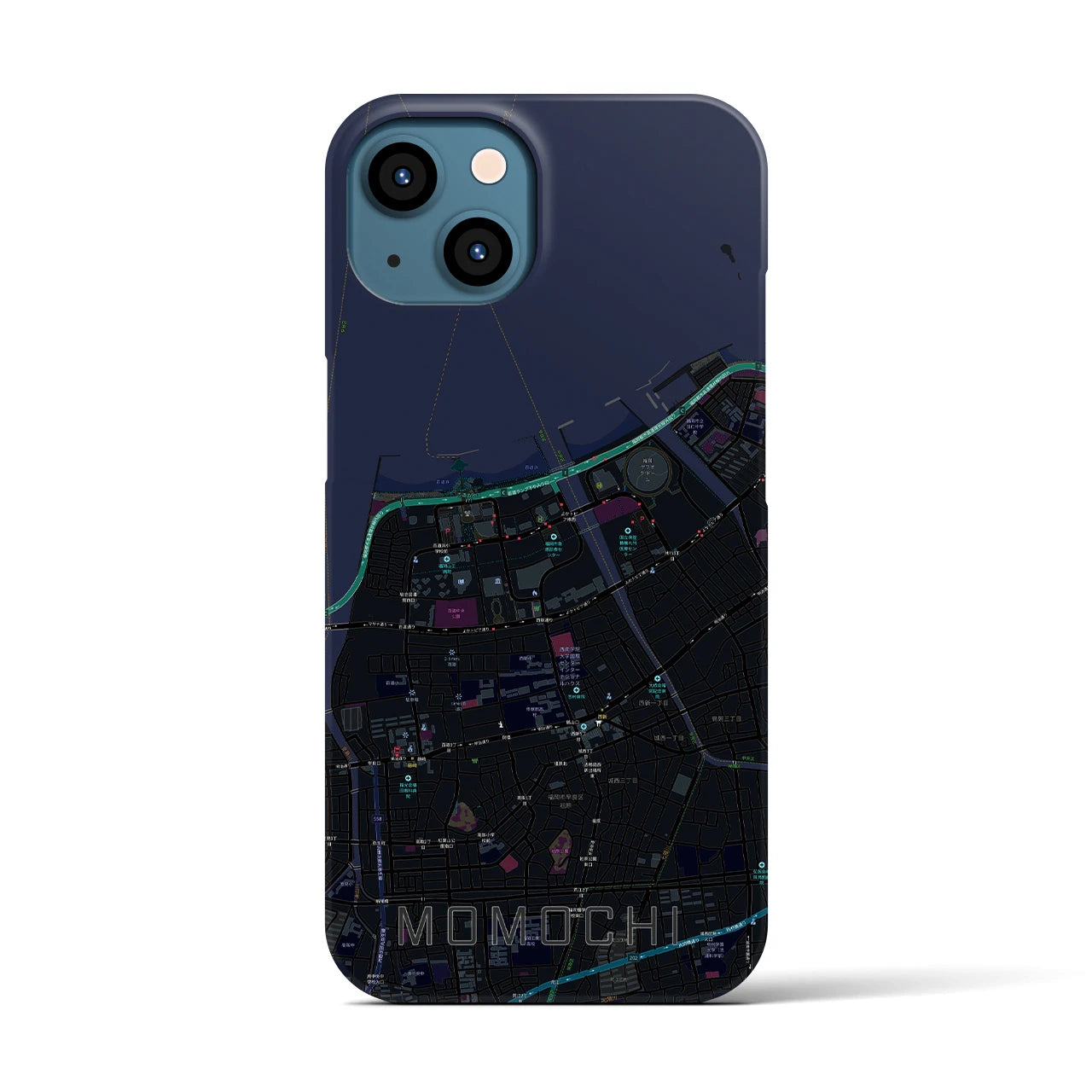 【百道(福岡県)】地図柄iPhoneケース(バックカバータイプ)