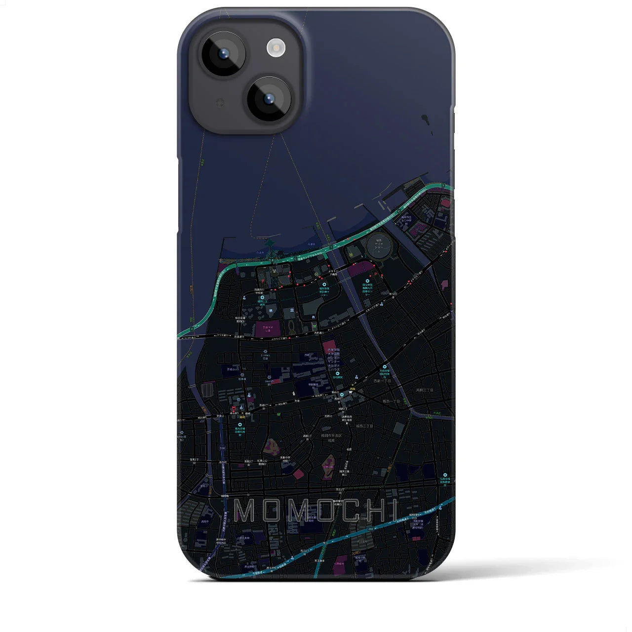 【百道(福岡県)】地図柄iPhoneケース(バックカバータイプ)