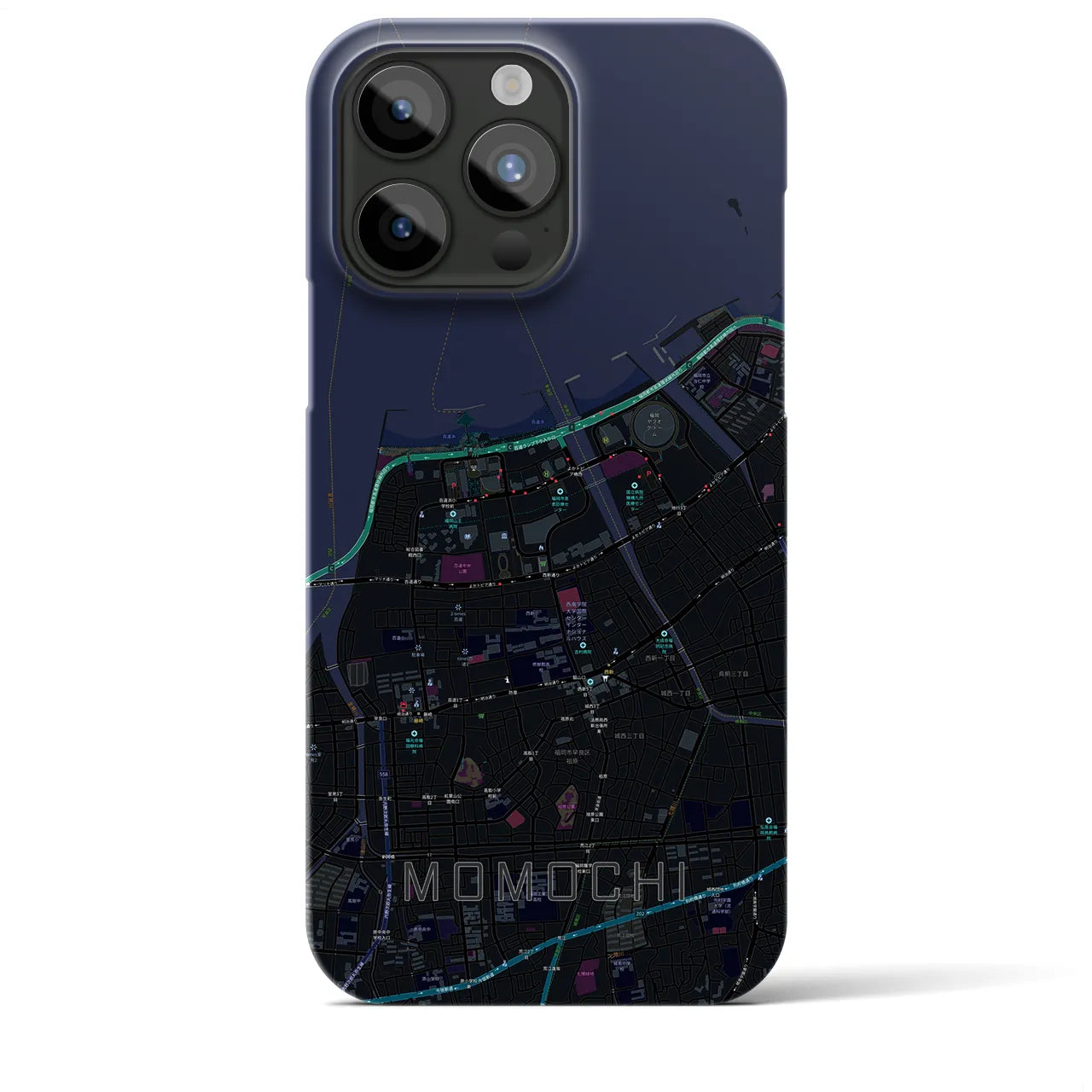 【百道(福岡県)】地図柄iPhoneケース(バックカバータイプ)
