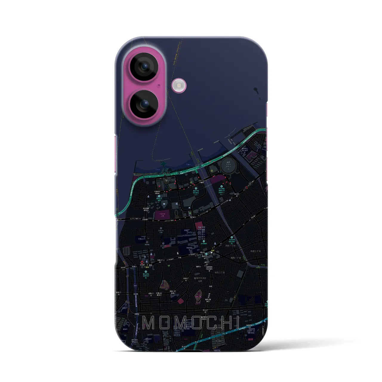 【百道(福岡県)】地図柄iPhoneケース(バックカバータイプ)