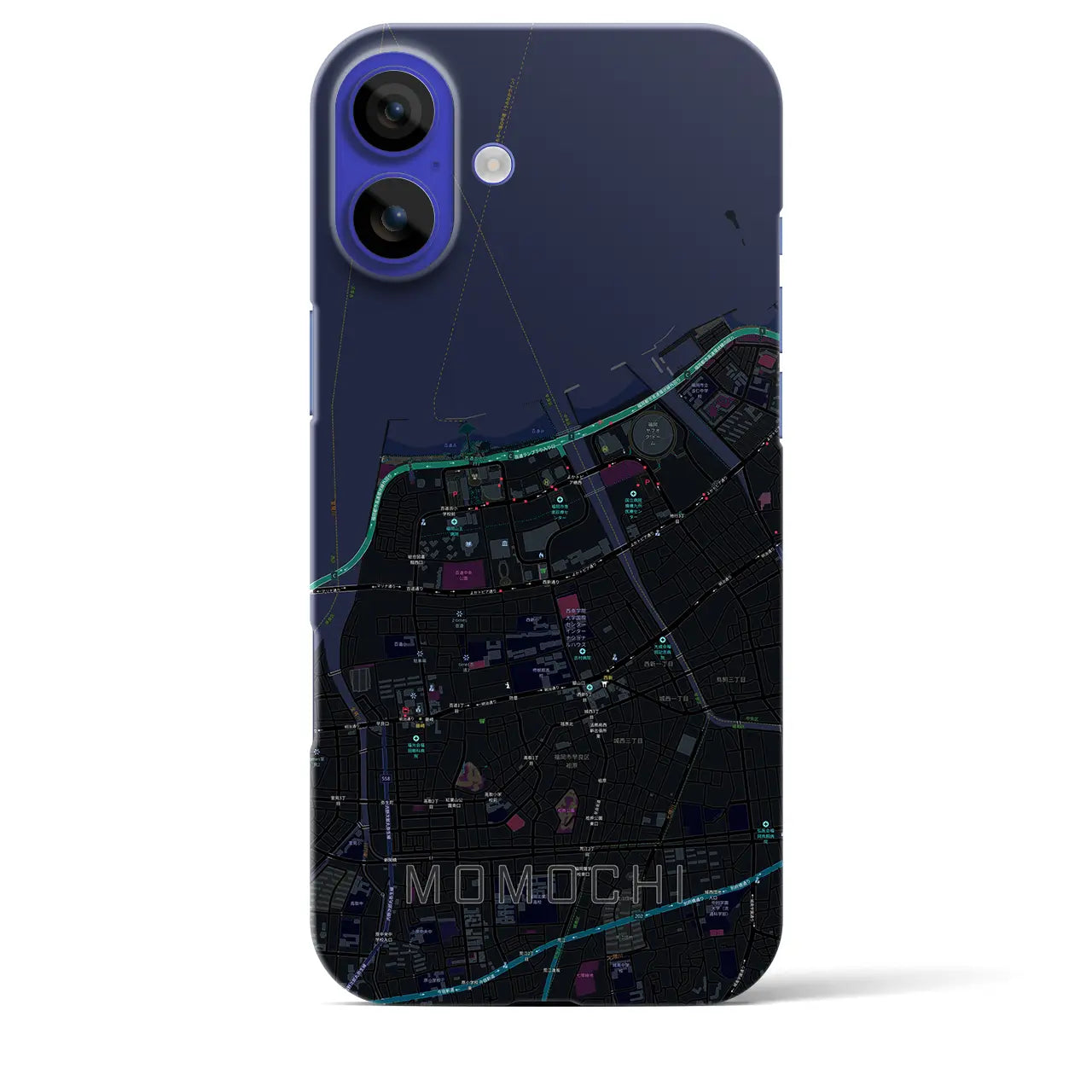 【百道(福岡県)】地図柄iPhoneケース(バックカバータイプ)
