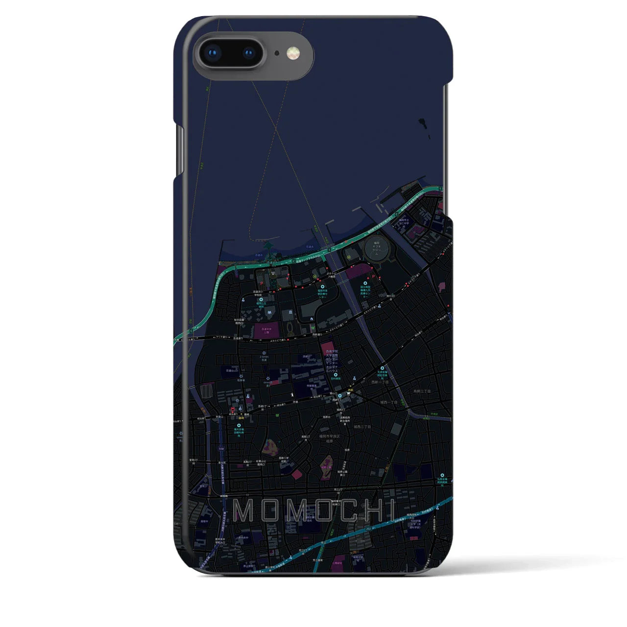 【百道(福岡県)】地図柄iPhoneケース(バックカバータイプ)