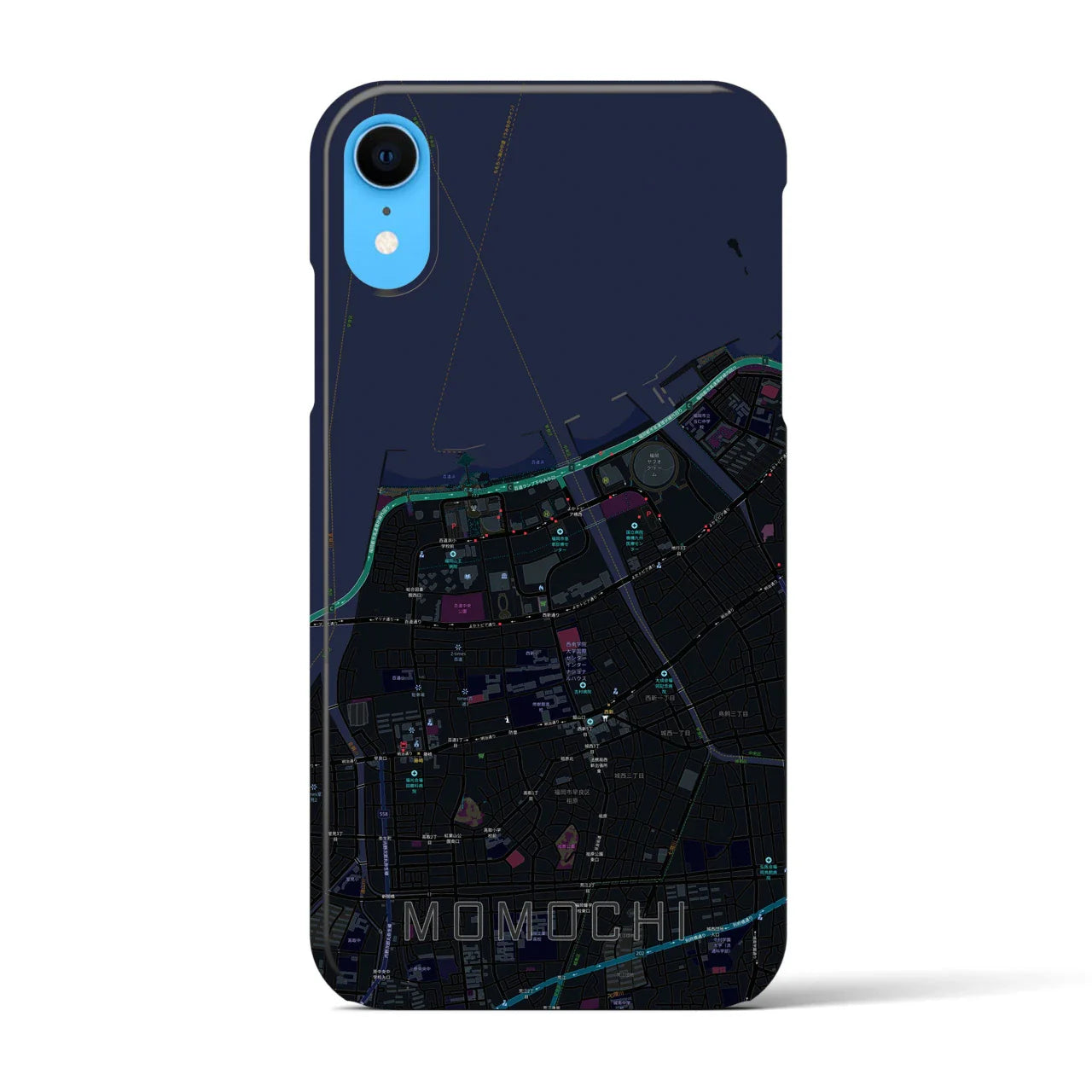 【百道(福岡県)】地図柄iPhoneケース(バックカバータイプ)