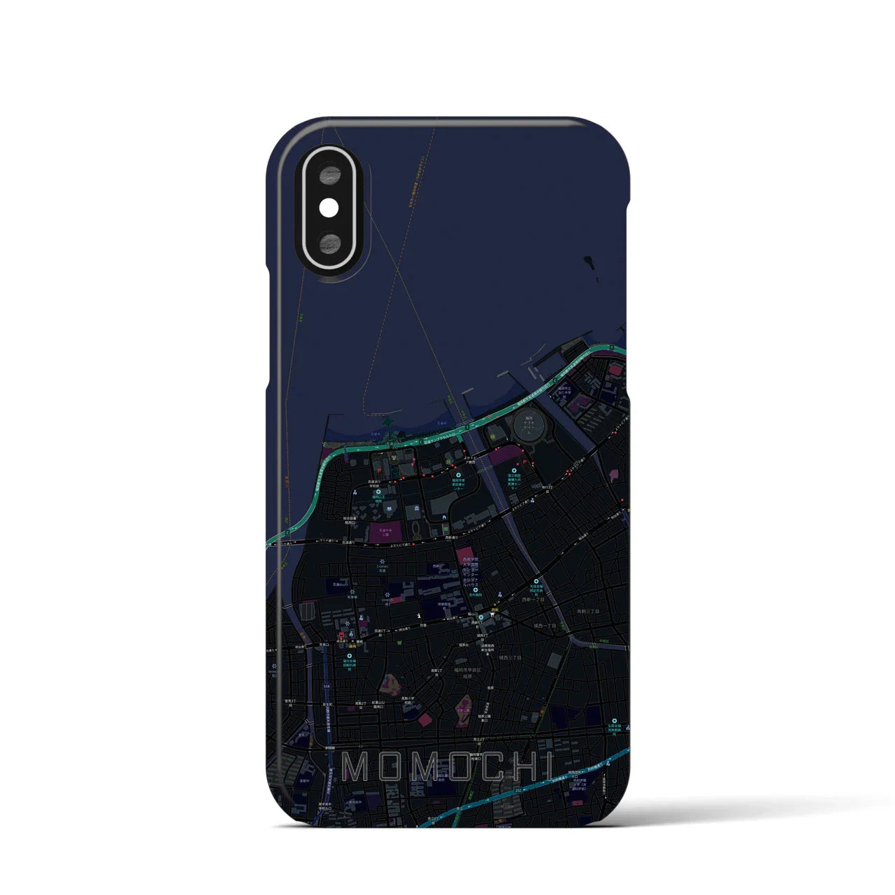 【百道(福岡県)】地図柄iPhoneケース(バックカバータイプ)