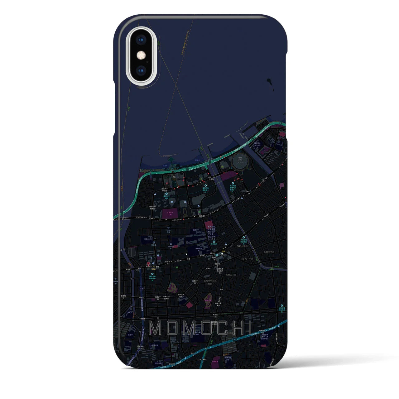 【百道(福岡県)】地図柄iPhoneケース(バックカバータイプ)