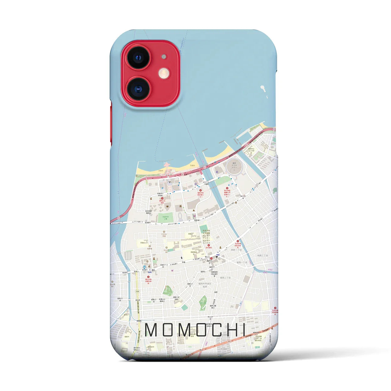 【百道(福岡県)】地図柄iPhoneケース(バックカバータイプ)